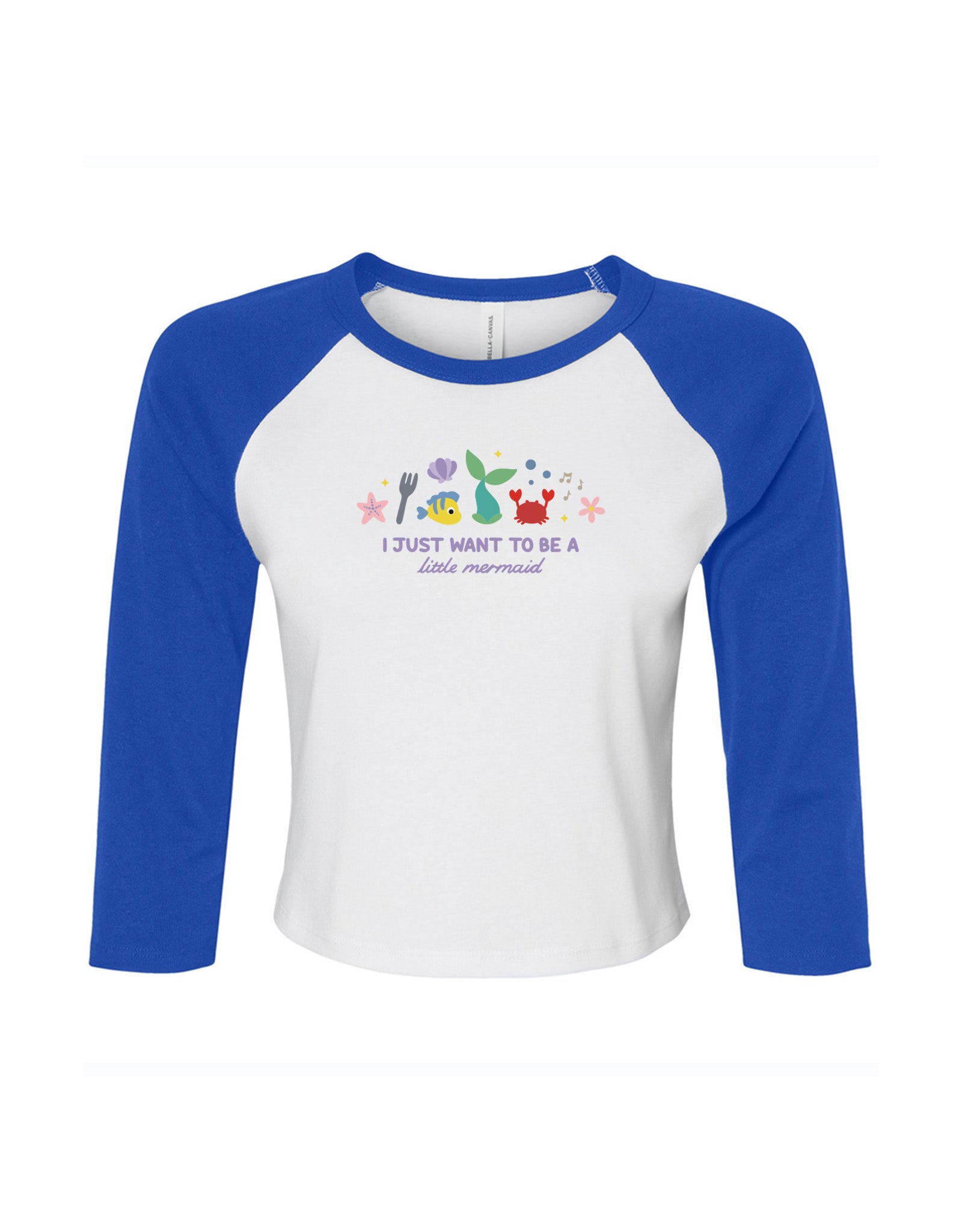 Mermaid Embroidered Micro Rib 3/4 Sleeve Tee