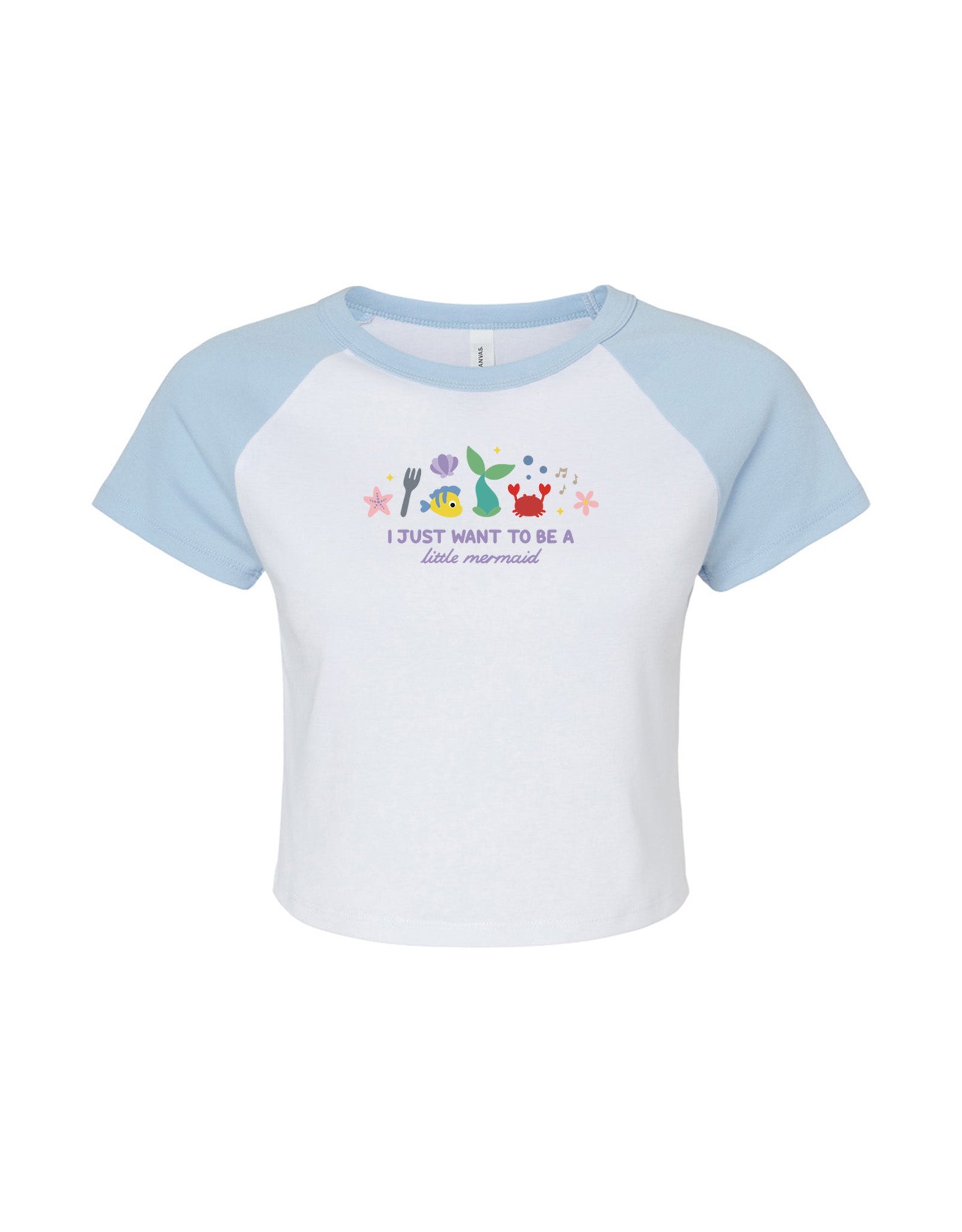 Mermaid Embroidered Micro Rib Raglan Baby Tee