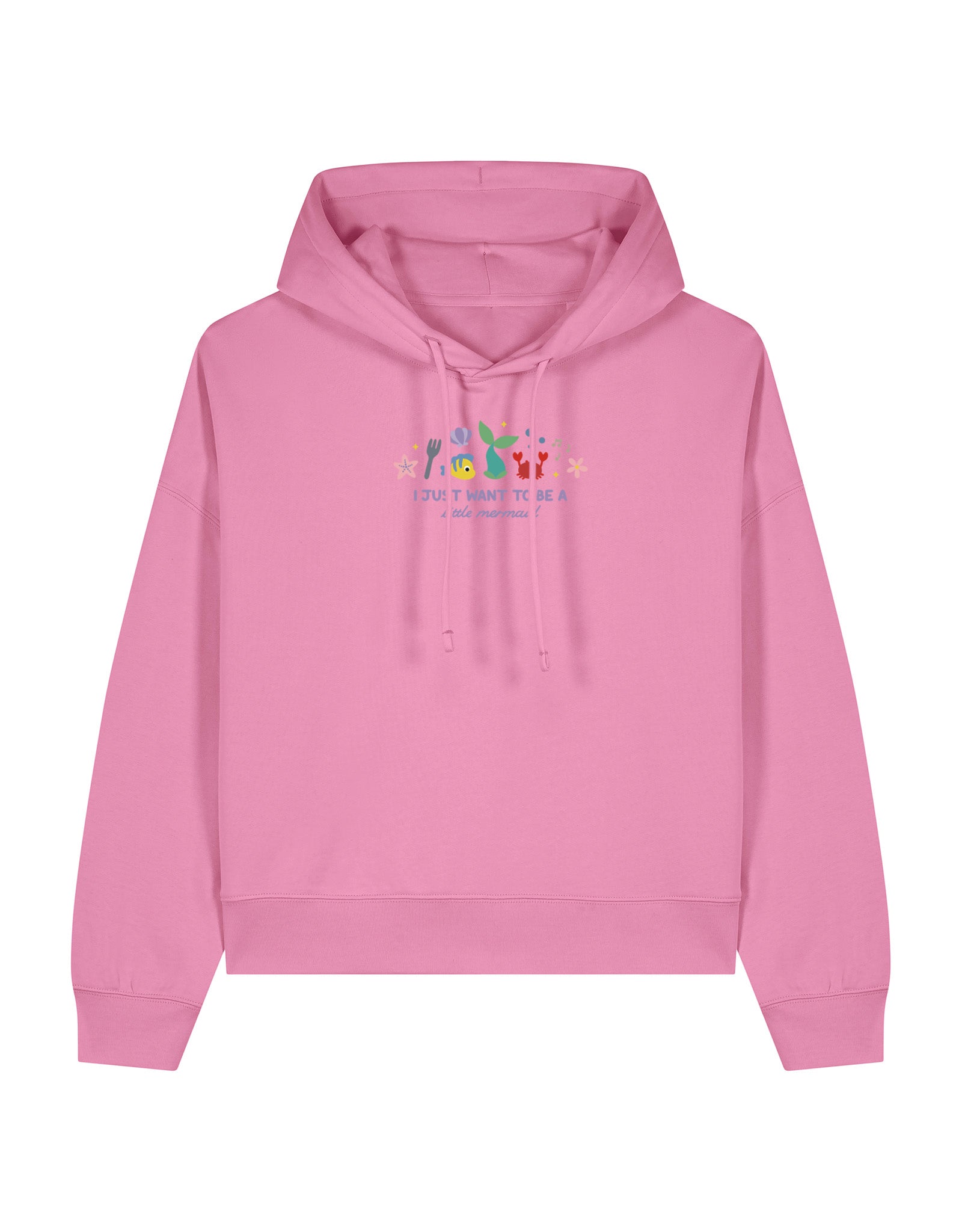 Mermaid Embroidered Boxy Organic Cotton Hoodie