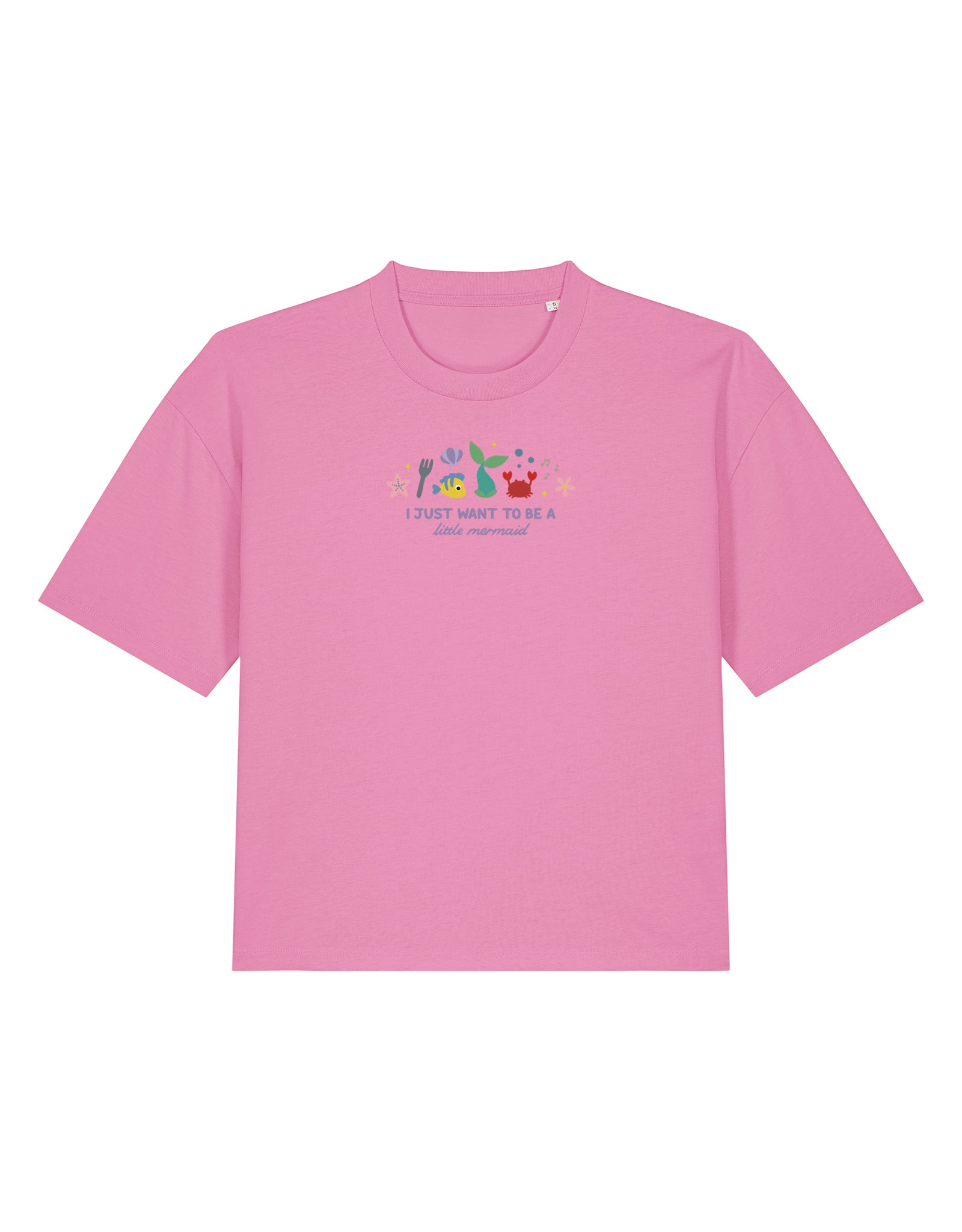Mermaid Embroidered Boxy Organic Cotton Tee