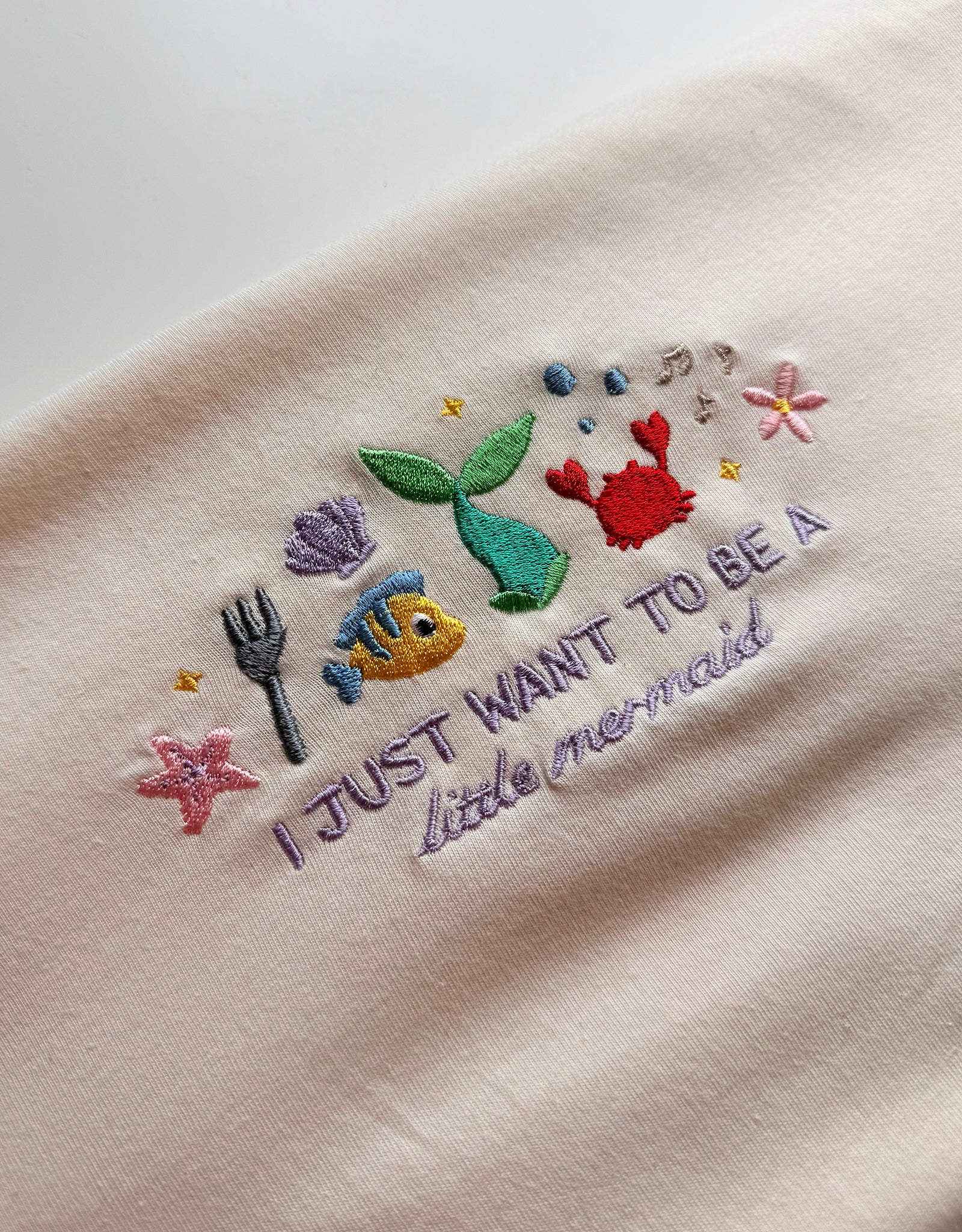 Mermaid Embroidered Micro Rib Long Sleeved Tee