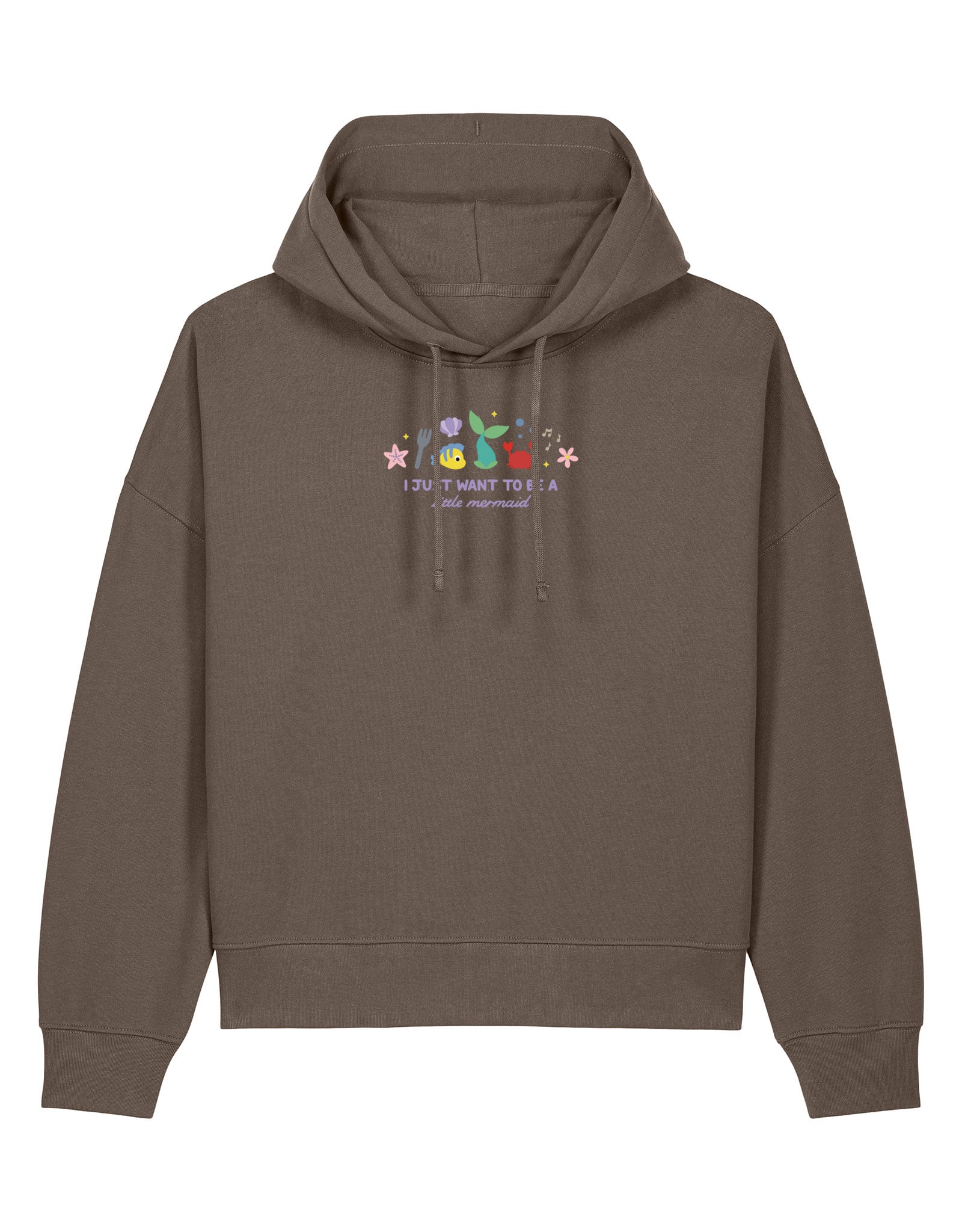 Mermaid Embroidered Boxy Organic Cotton Hoodie
