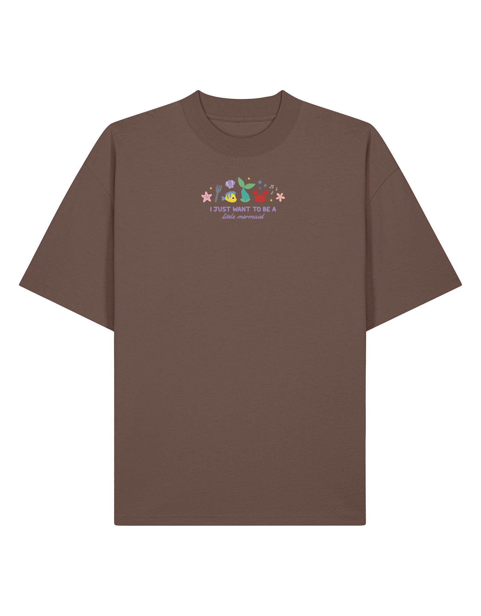 Mermaid Embroidered Oversized Organic Cotton Tee