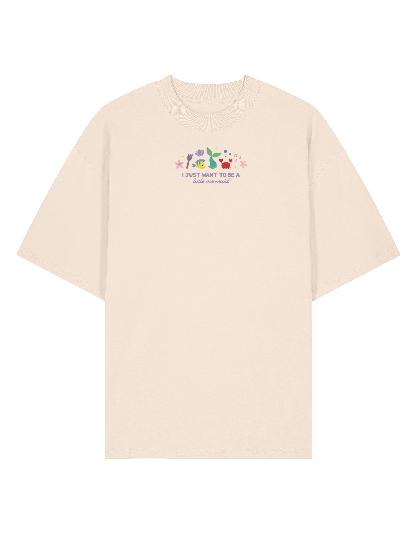 Mermaid Embroidered Oversized Organic Cotton Tee