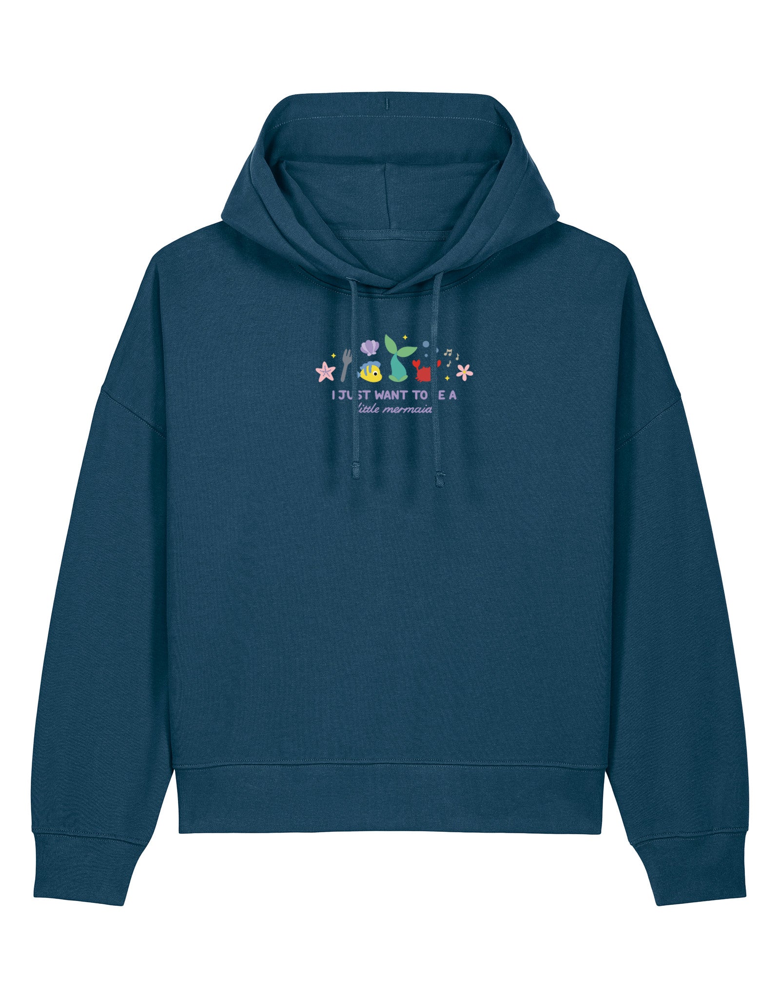 Mermaid Embroidered Boxy Organic Cotton Hoodie