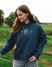 Mermaid Embroidered Boxy Organic Cotton Hoodie