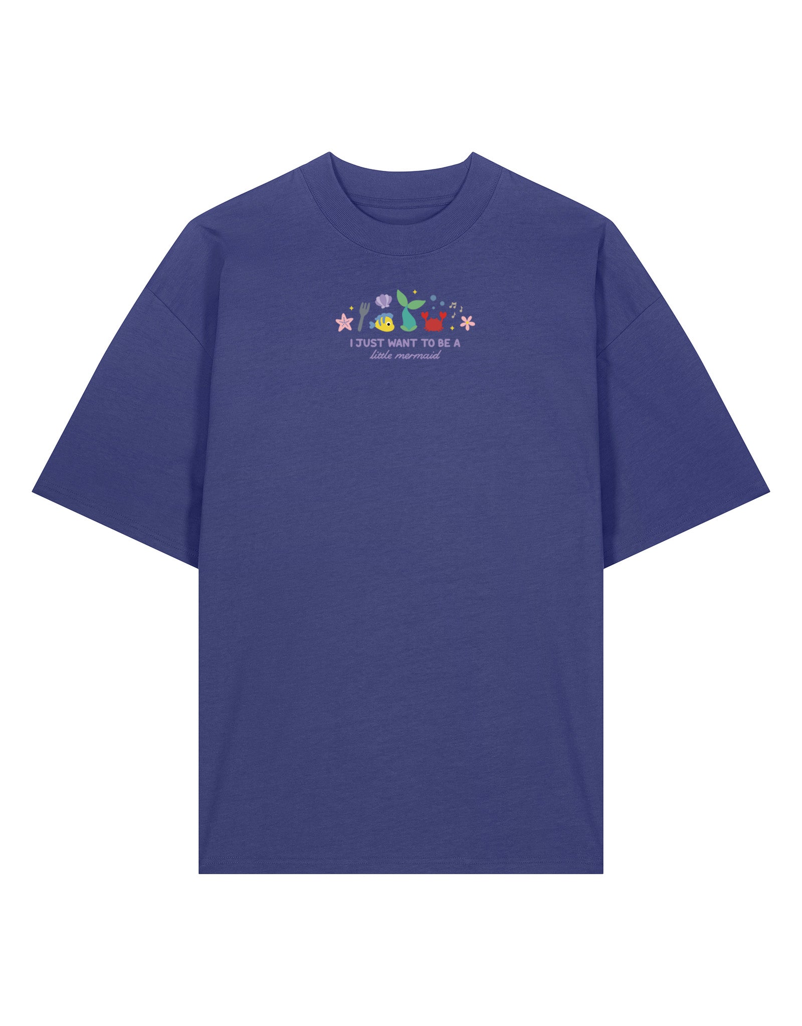 Mermaid Embroidered Oversized Organic Cotton Tee