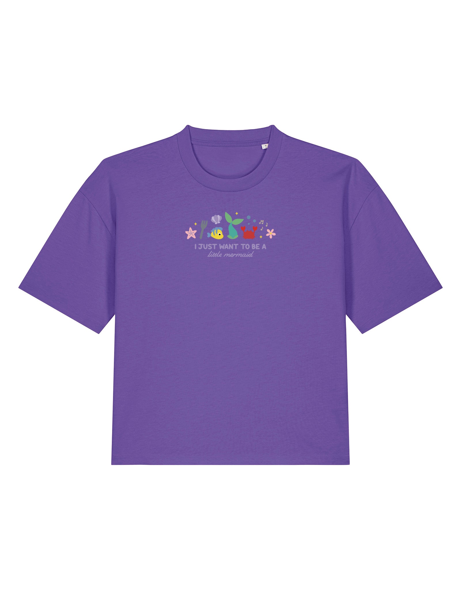 Mermaid Embroidered Boxy Organic Cotton Tee