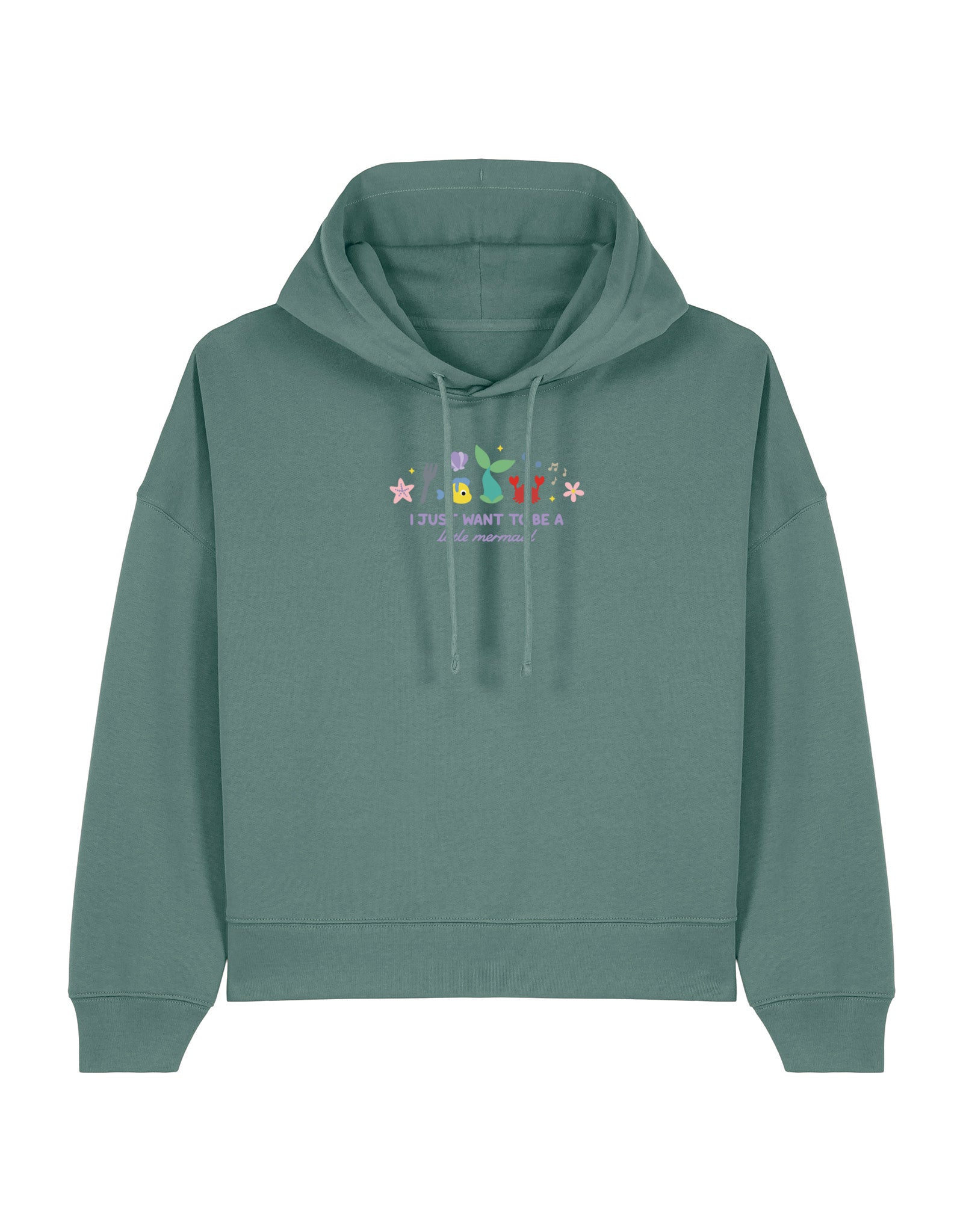 Mermaid Embroidered Boxy Organic Cotton Hoodie