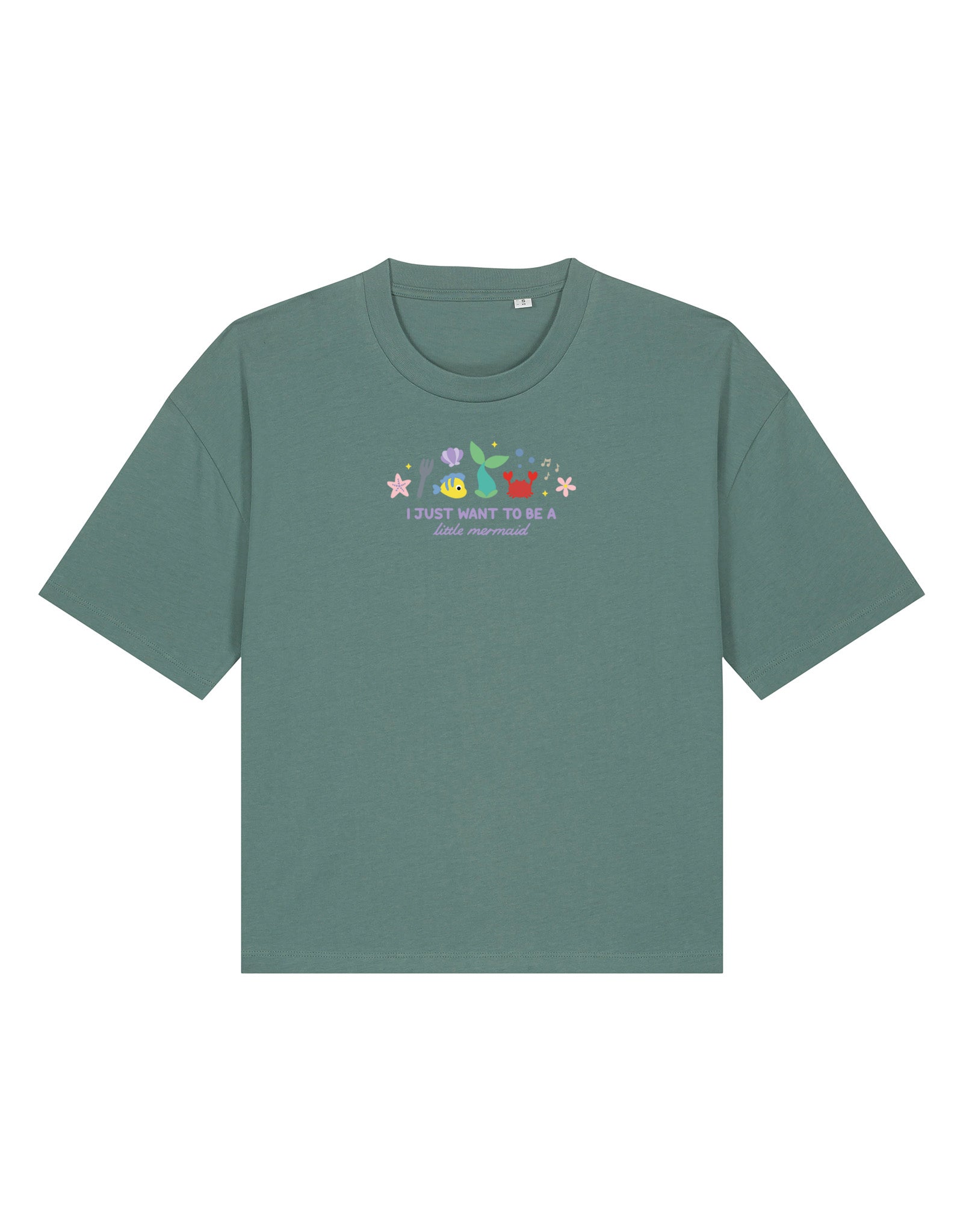 Mermaid Embroidered Boxy Organic Cotton Tee