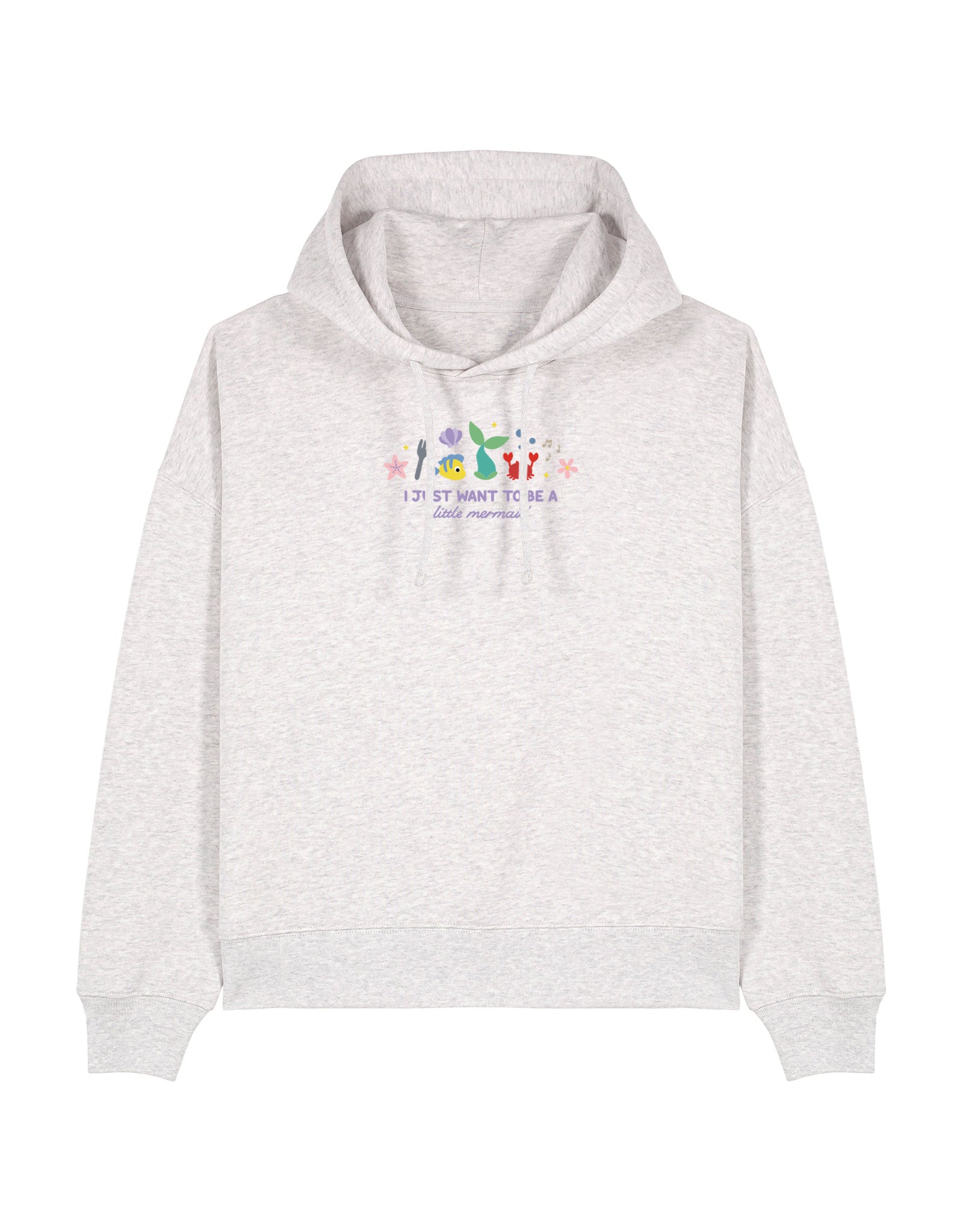 Mermaid Embroidered Boxy Organic Cotton Hoodie