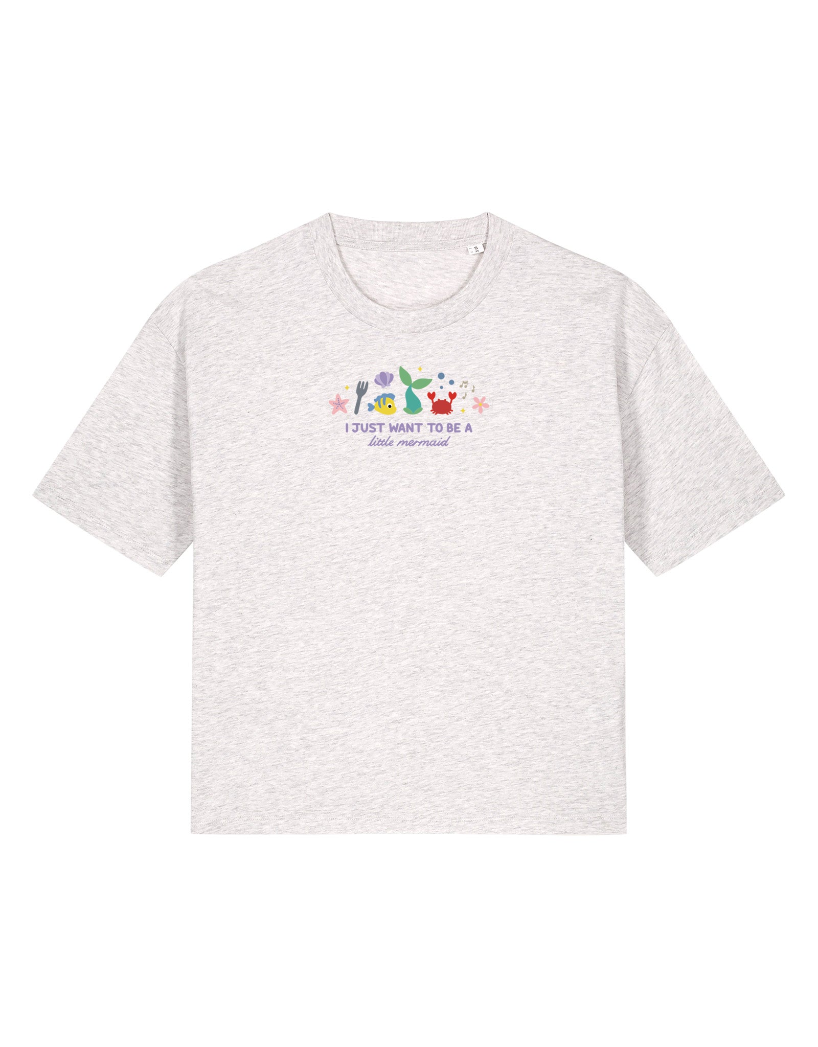 Mermaid Embroidered Boxy Organic Cotton Tee