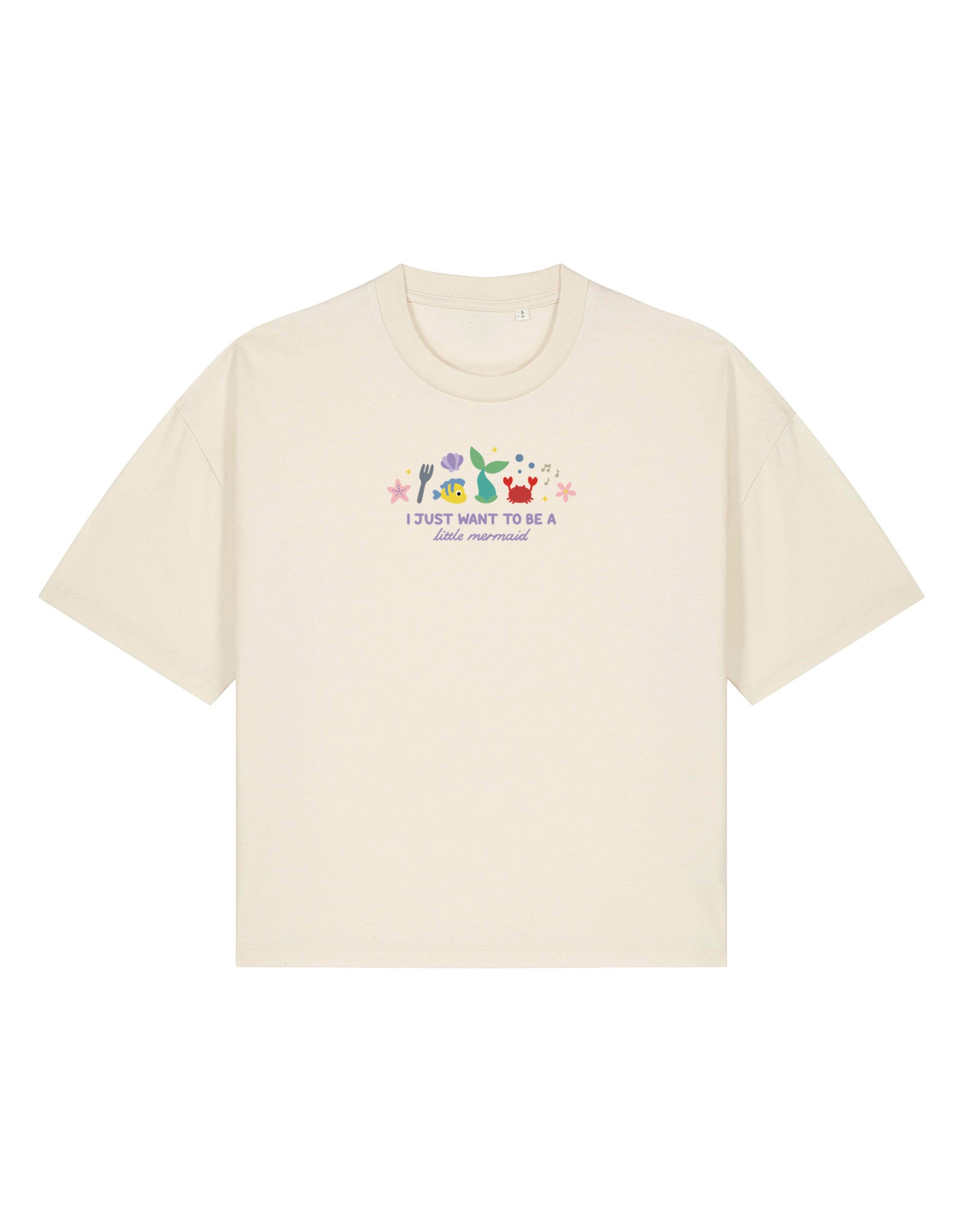 Mermaid Embroidered Boxy Organic Cotton Tee