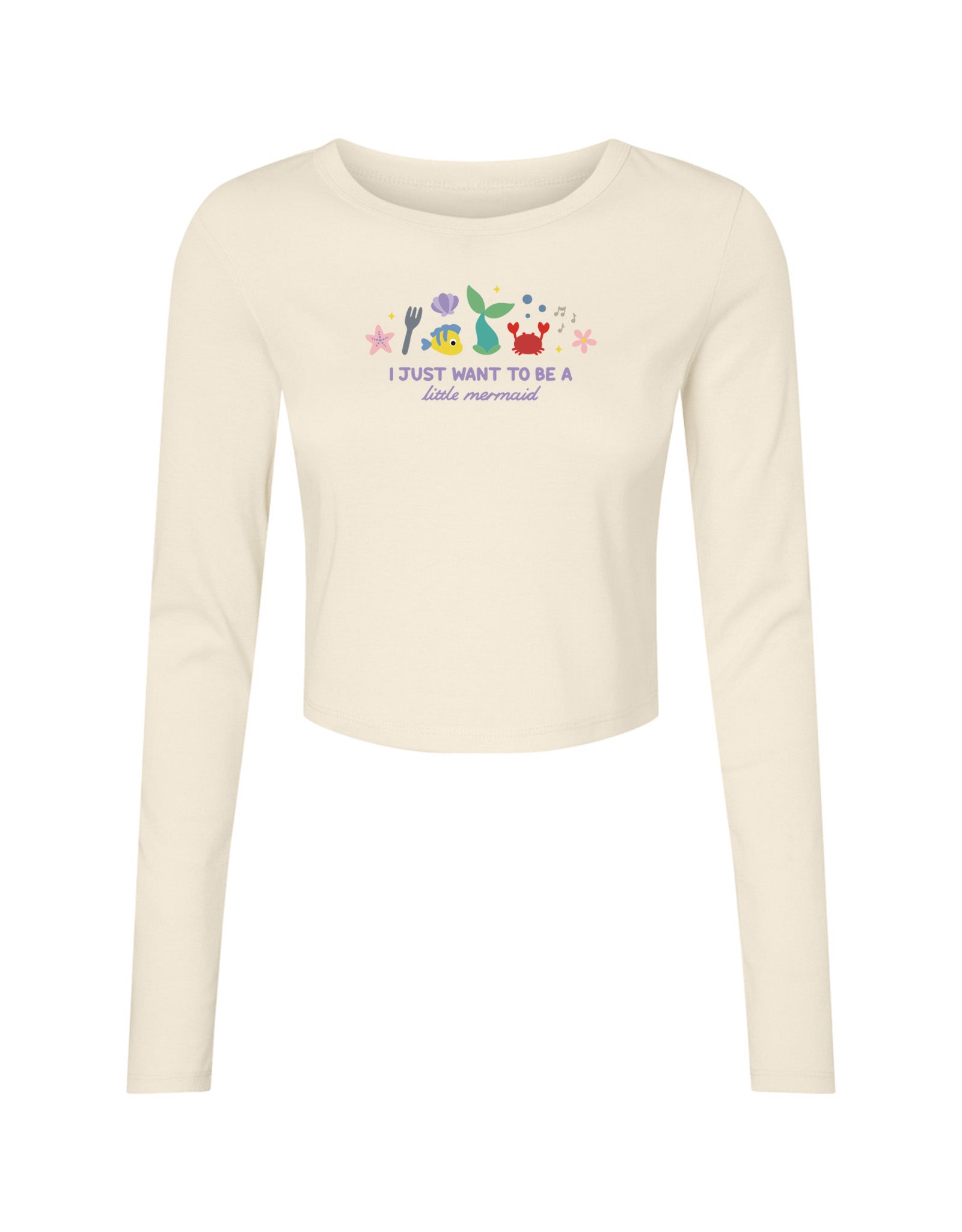 Mermaid Embroidered Micro Rib Long Sleeved Tee