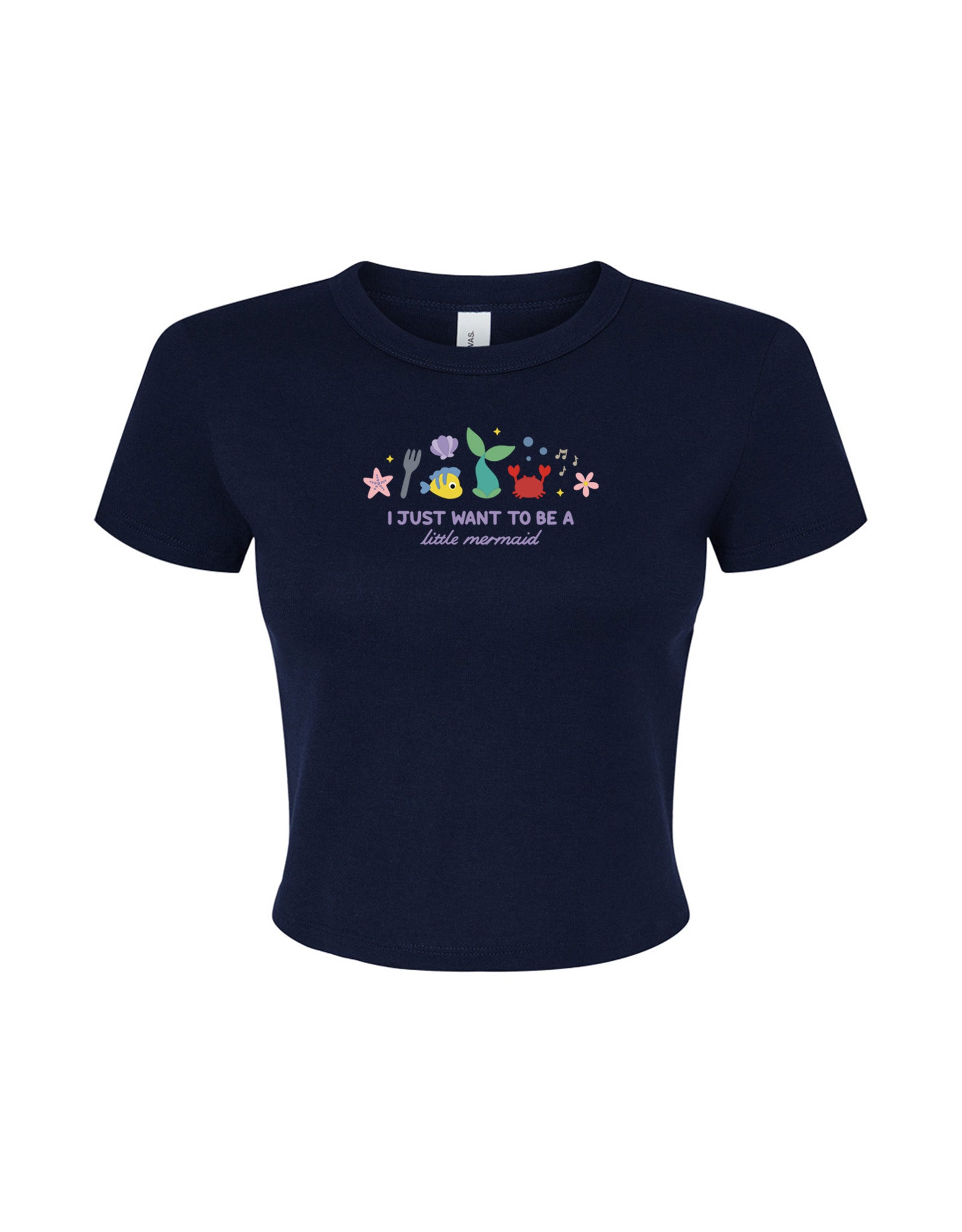 Mermaid Embroidered Micro Rib Baby Tee