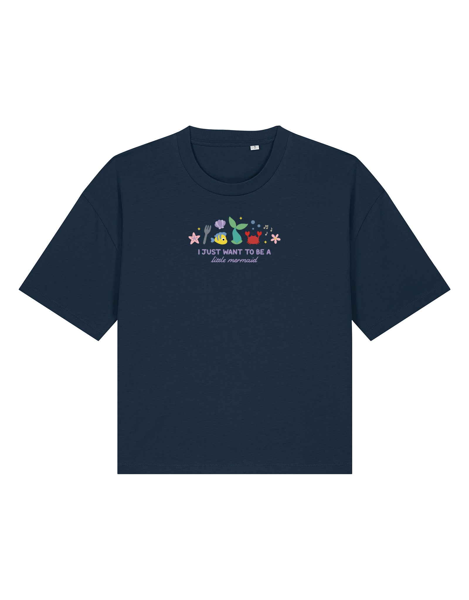 Mermaid Embroidered Boxy Organic Cotton Tee