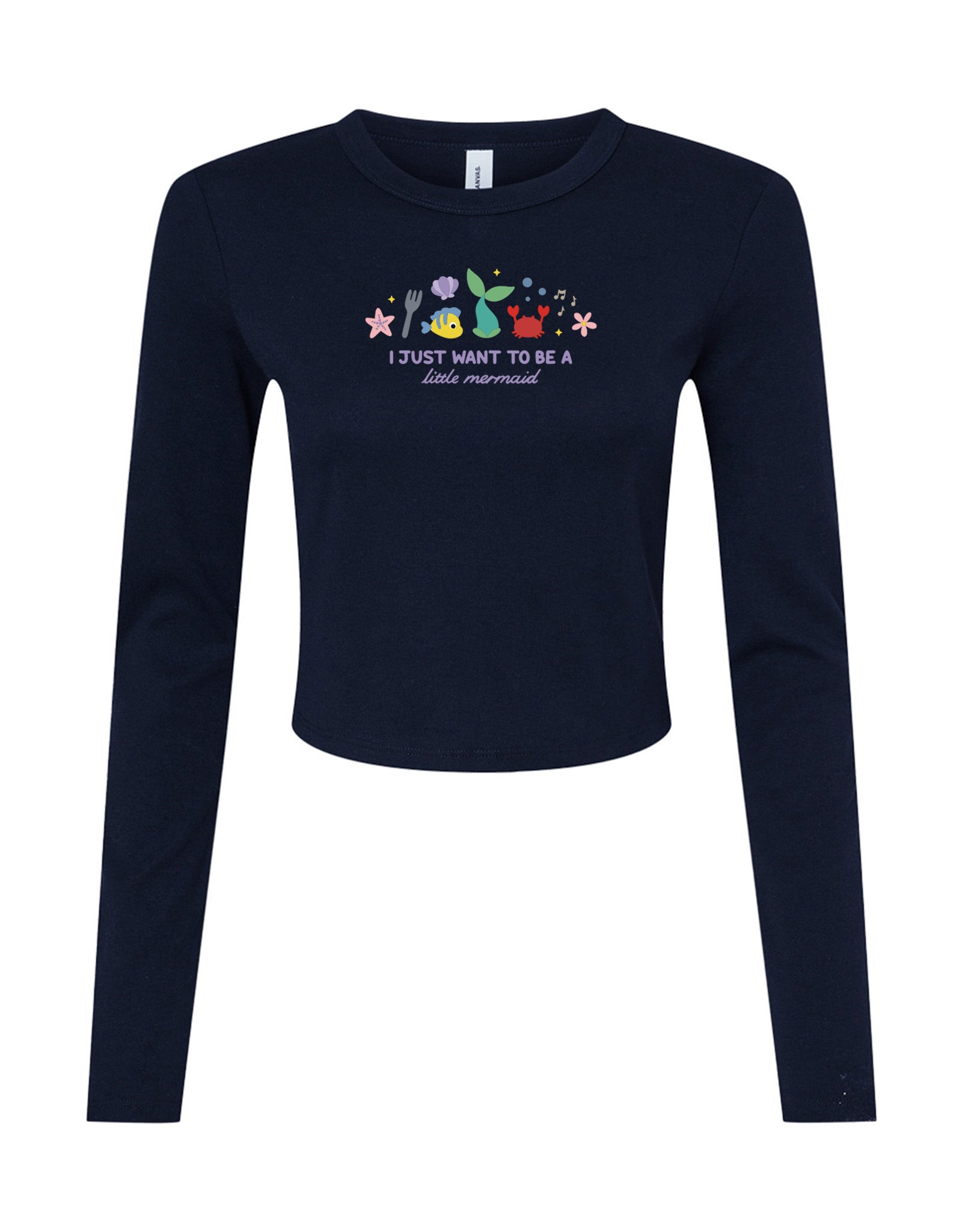 Mermaid Embroidered Micro Rib Long Sleeved Tee