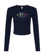 Mermaid Embroidered Micro Rib Long Sleeved Tee