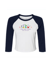 Mermaid Embroidered Micro Rib 3/4 Sleeve Tee