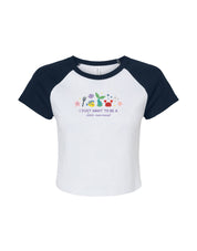 Mermaid Embroidered Micro Rib Raglan Baby Tee