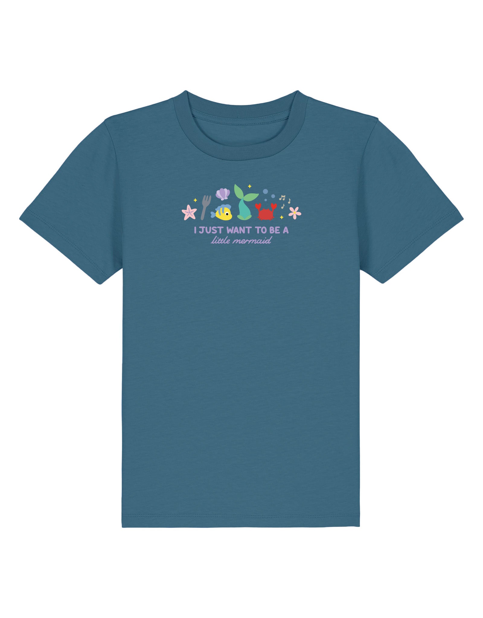 Mermaid Embroidered Organic Cotton Childrens T-Shirt