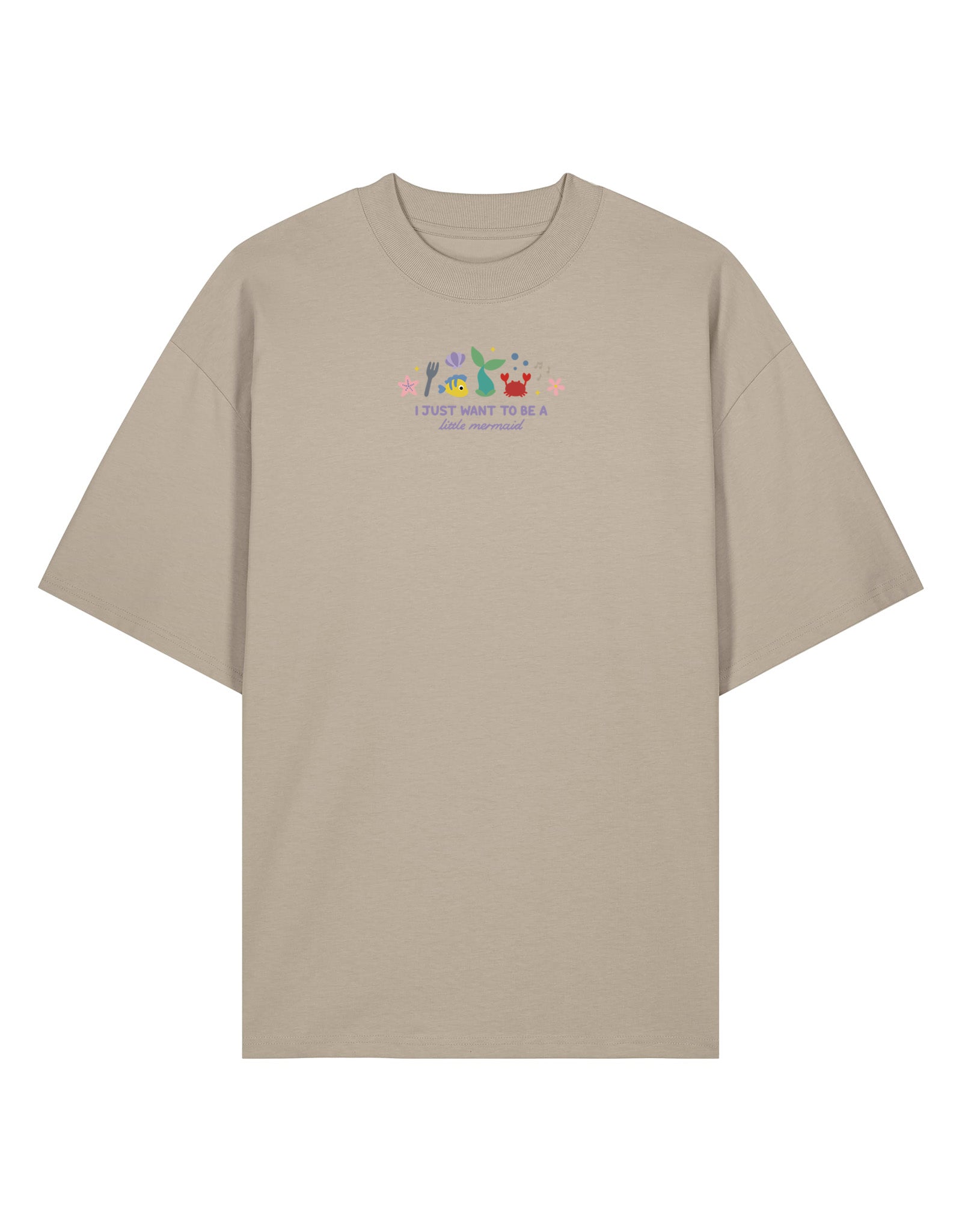 Mermaid Embroidered Oversized Organic Cotton Tee