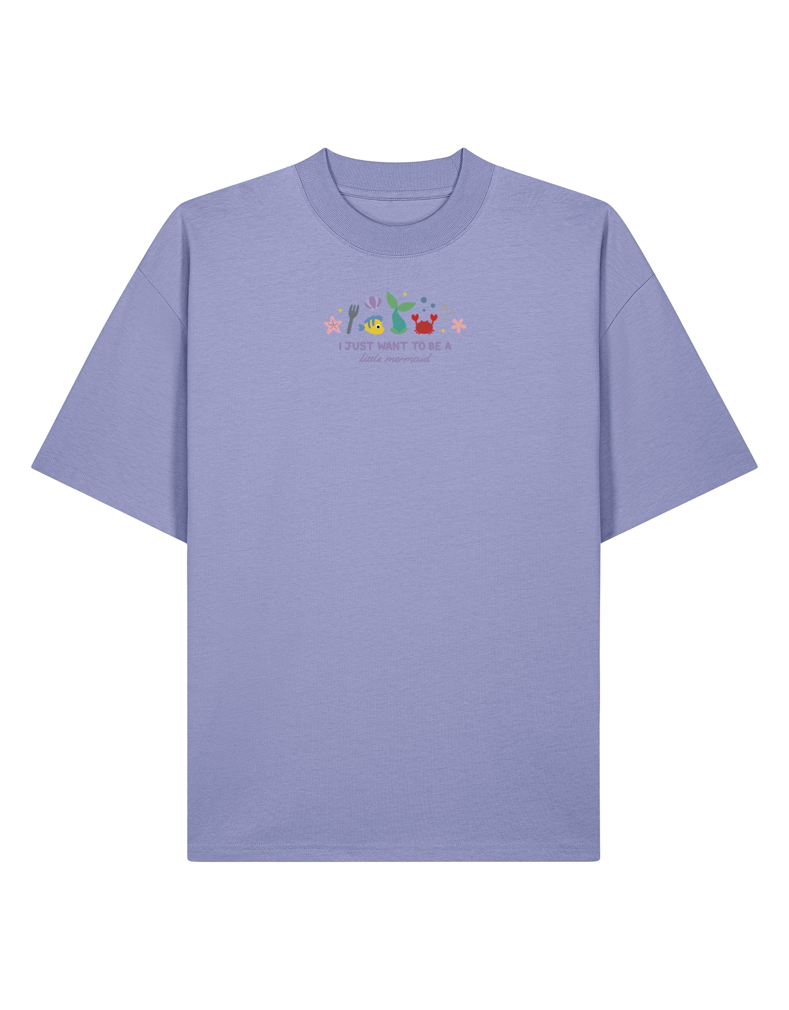 Mermaid Embroidered Oversized Organic Cotton Tee