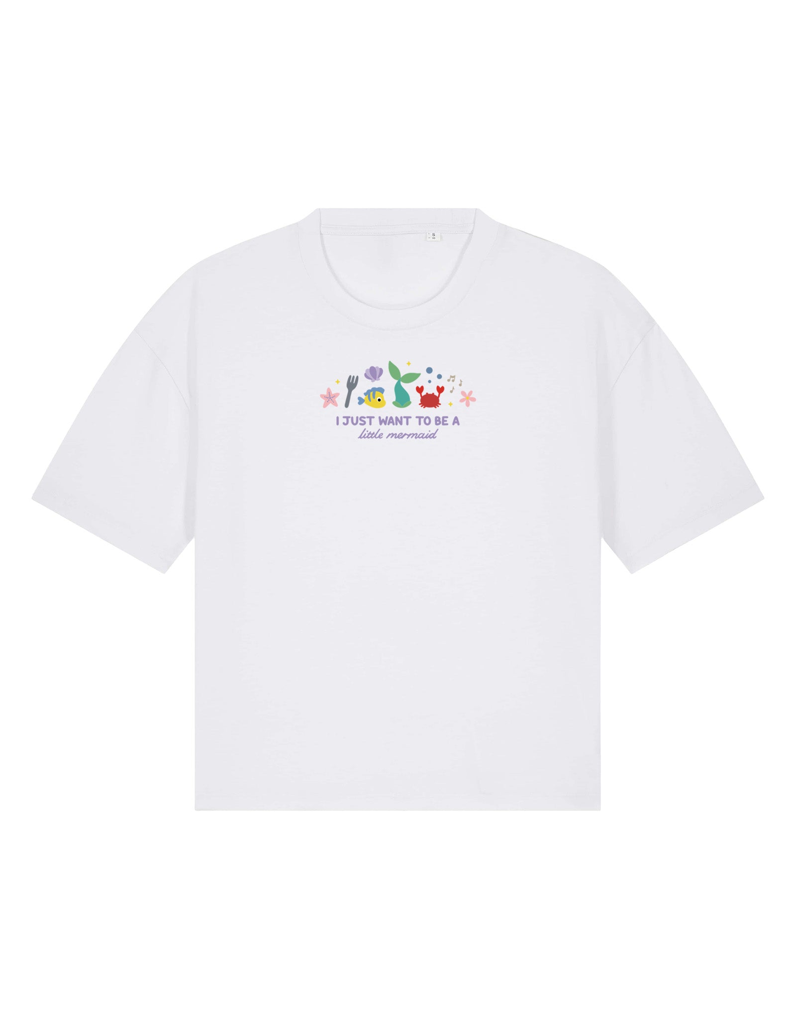 Mermaid Embroidered Boxy Organic Cotton Tee