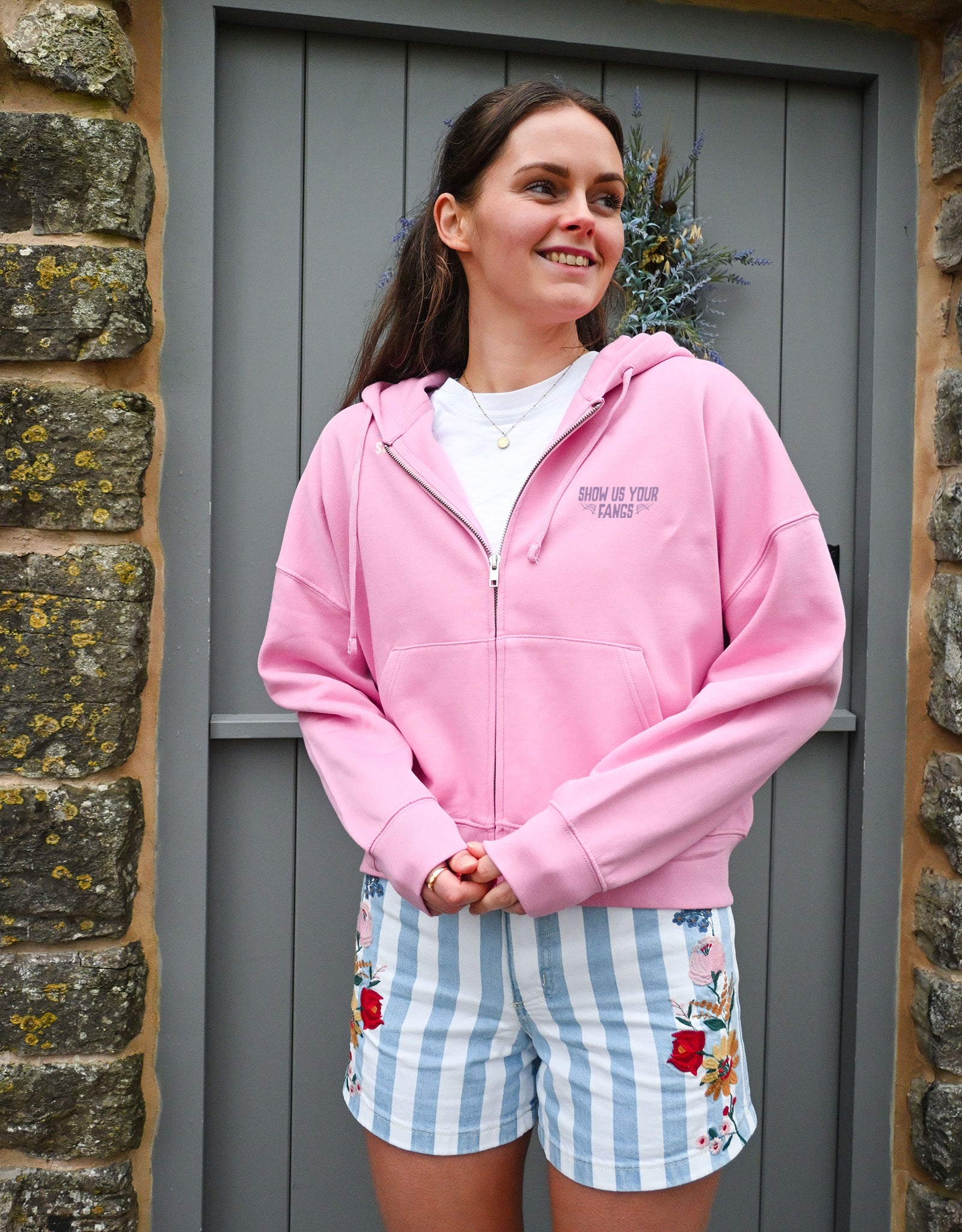 Mona Printed Boxy Organic Cotton Zip Hoodie