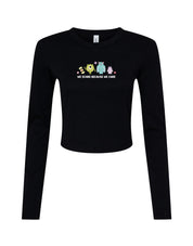 Monsters Inspired Embroidered Micro Rib Long Sleeved Tee