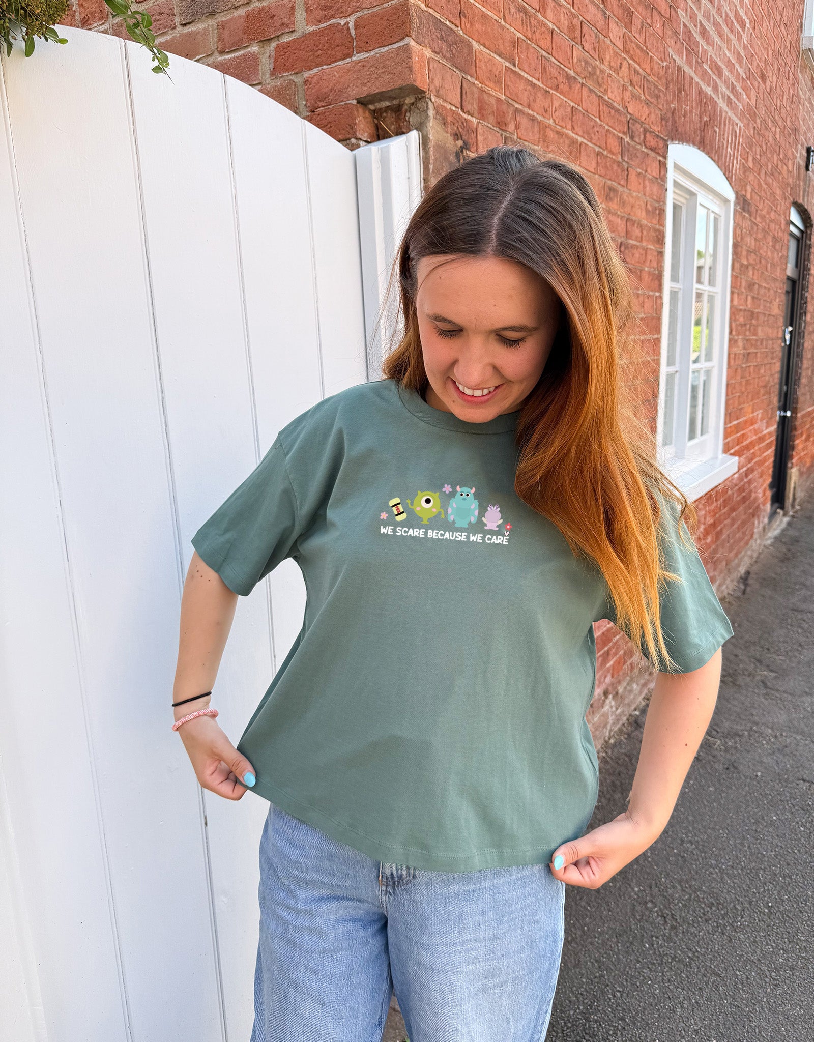 Monsters Inspired Embroidered Boxy Organic Cotton Tee