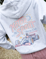 Motorsport Club Printed Boxy Organic Cotton Zip Hoodie