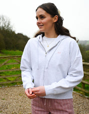 Motorsport Club Printed Boxy Organic Cotton Zip Hoodie