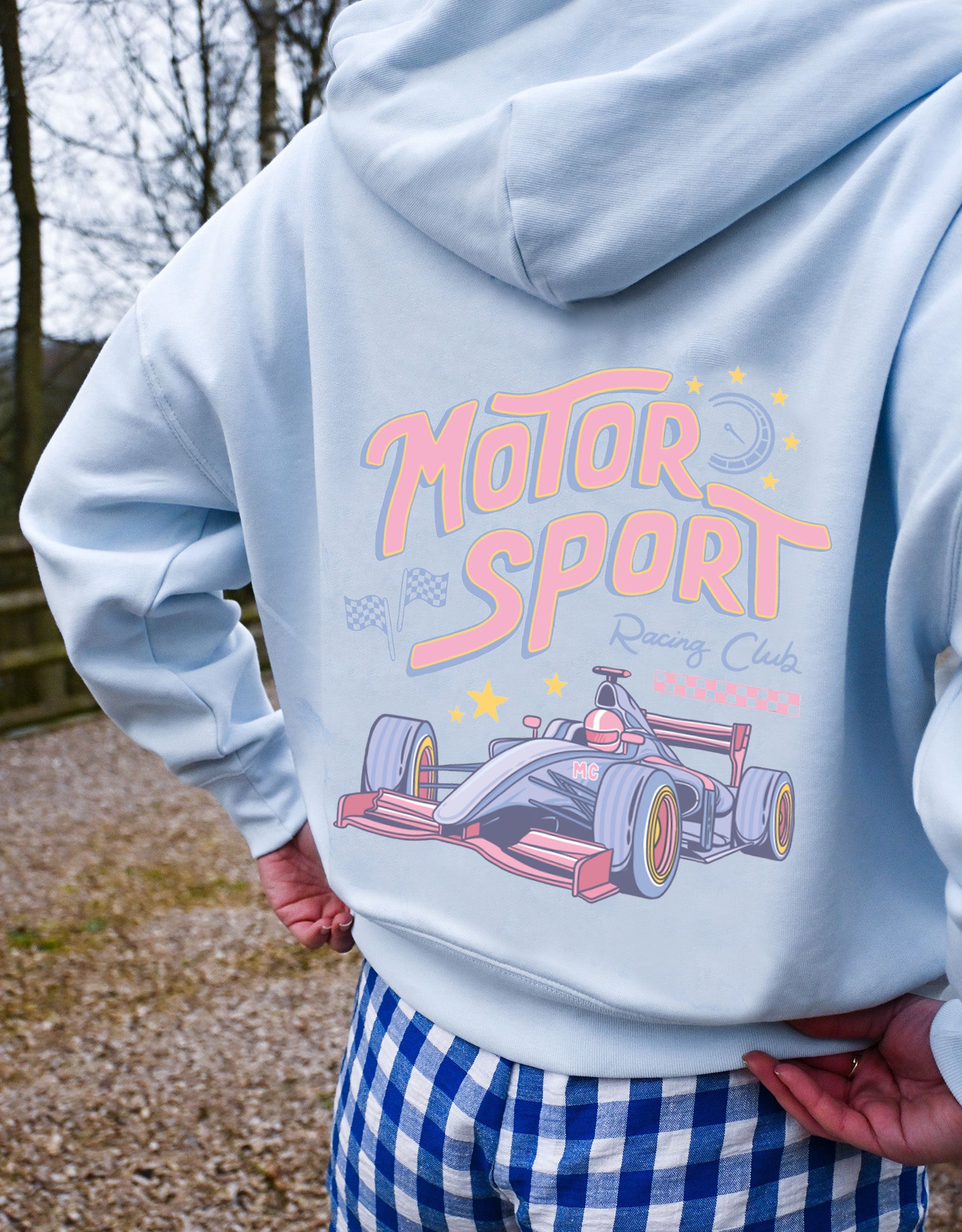 Motorsport Club Printed Boxy Organic Cotton Zip Hoodie