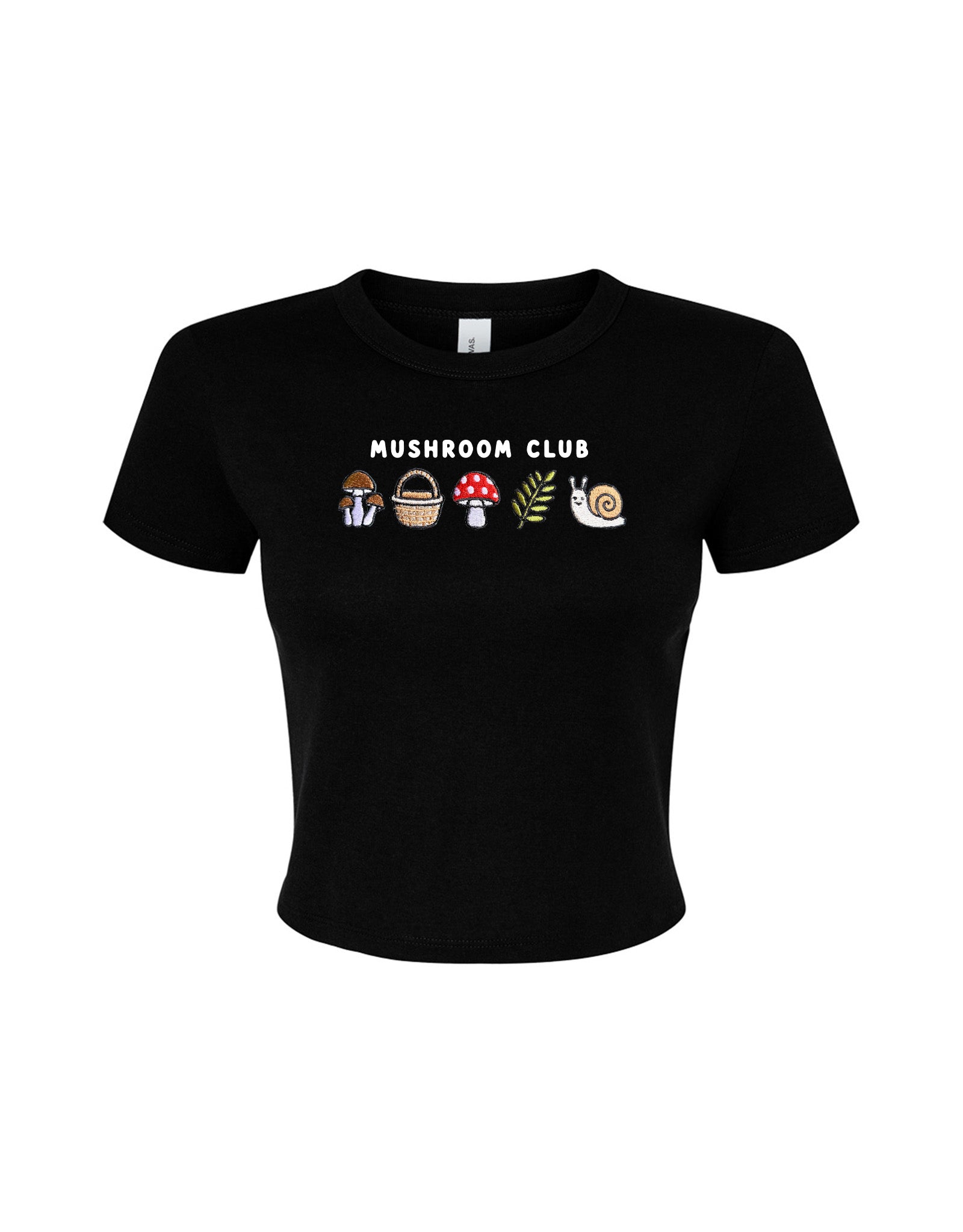 Mushroom Club Embroidered Micro Rib Baby Tee