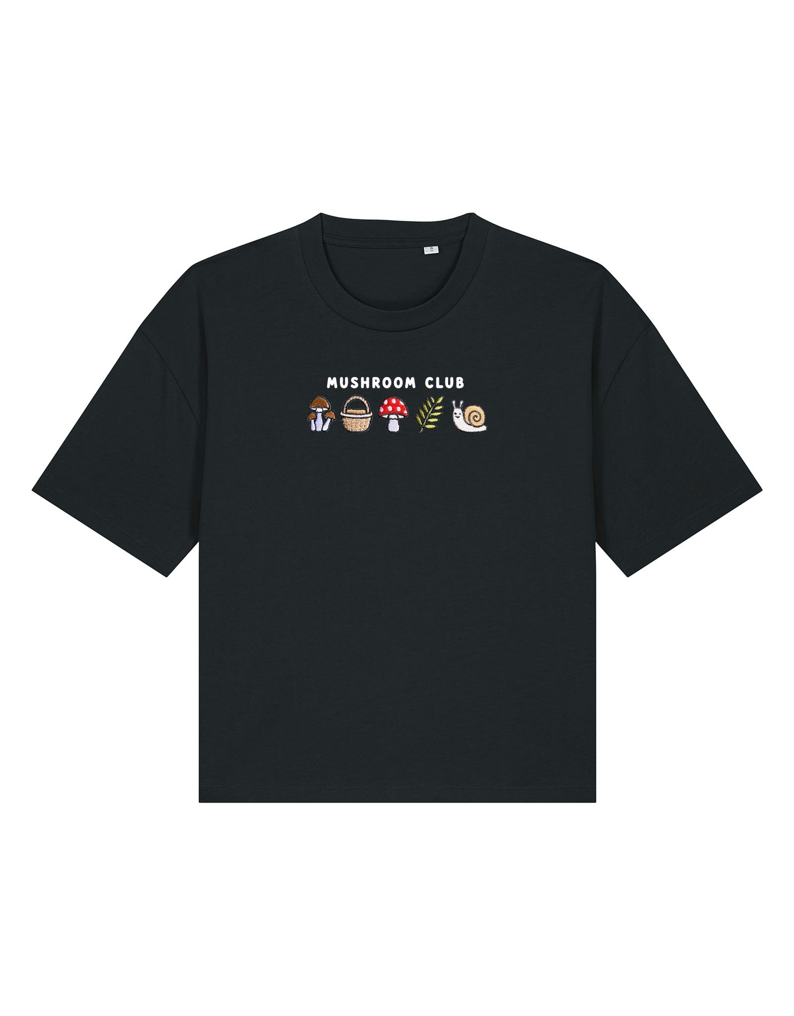 Mushroom Club Embroidered Boxy Organic Cotton Tee
