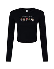 Mushroom Club Embroidered Micro Rib Long Sleeved Tee