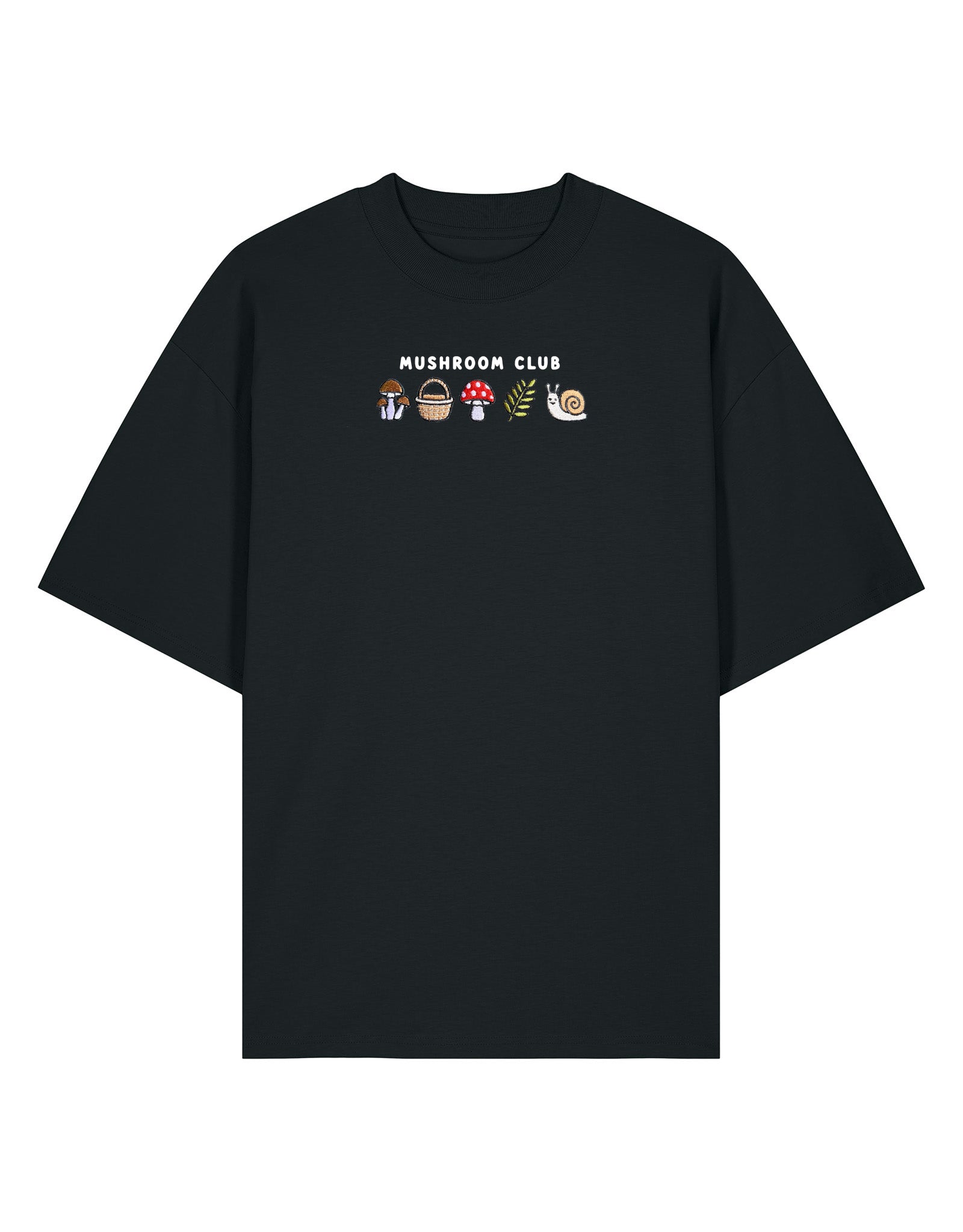 Mushroom Club Embroidered Oversized Organic Cotton Tee