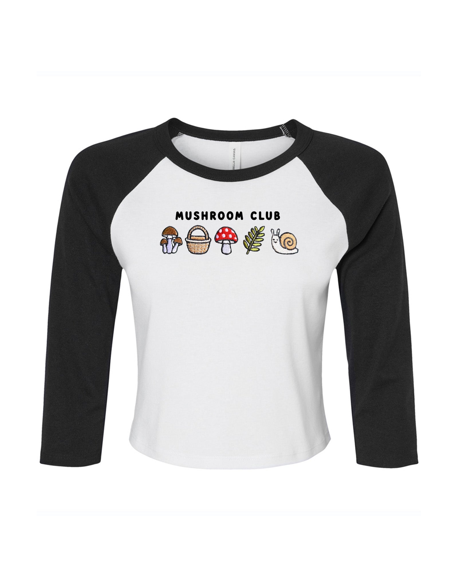 Mushroom Club Embroidered Micro Rib 3/4 Sleeve Tee