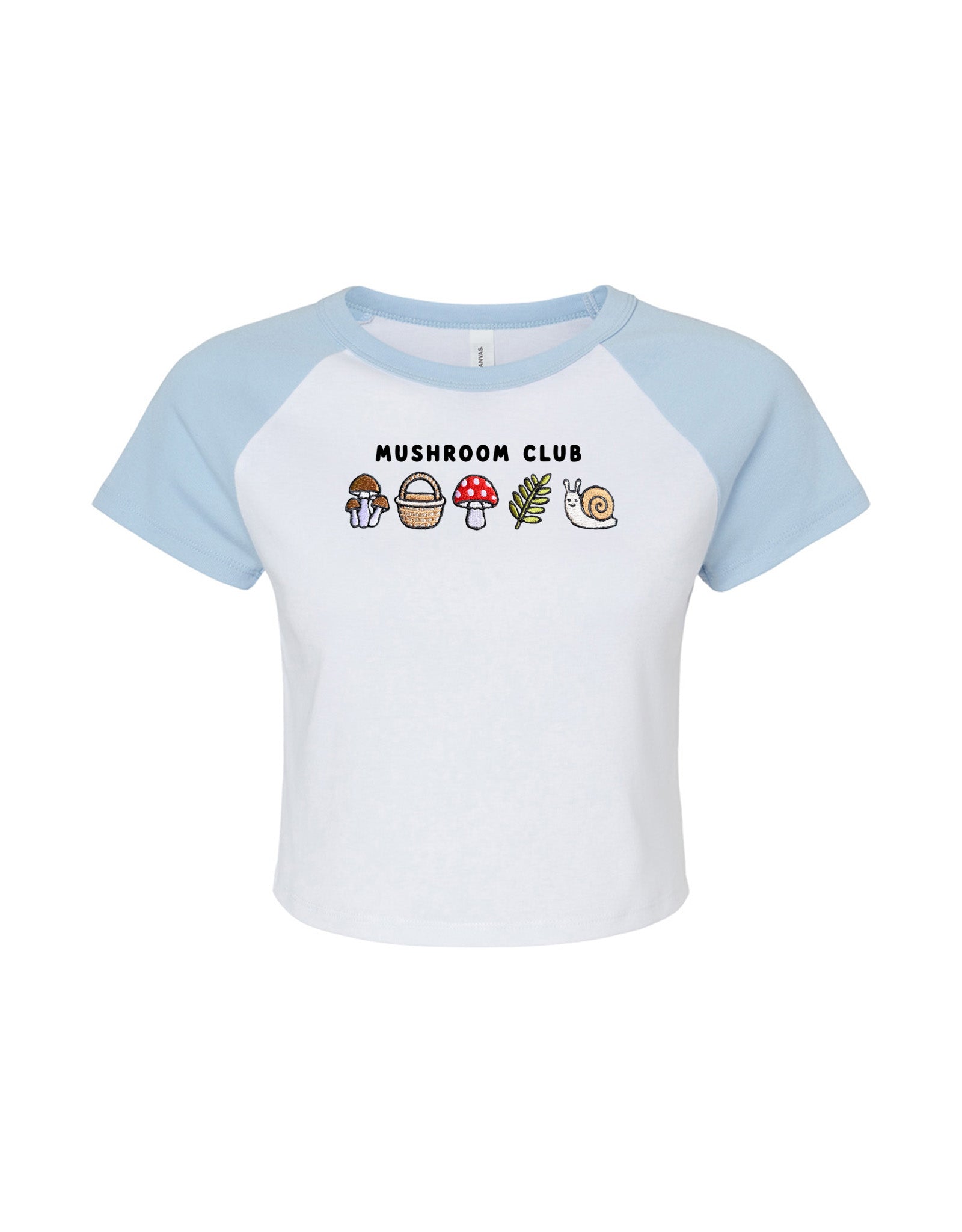 Mushroom Club Embroidered Micro Rib Raglan Baby Tee