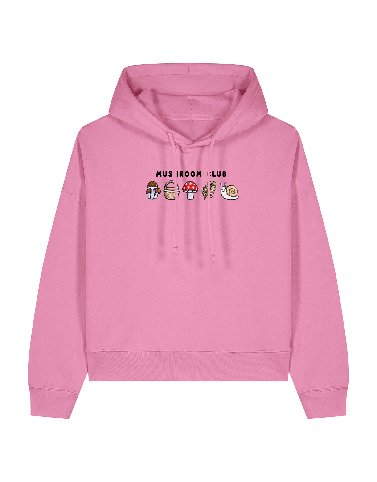 Mushroom Club Embroidered Boxy Organic Cotton Hoodie