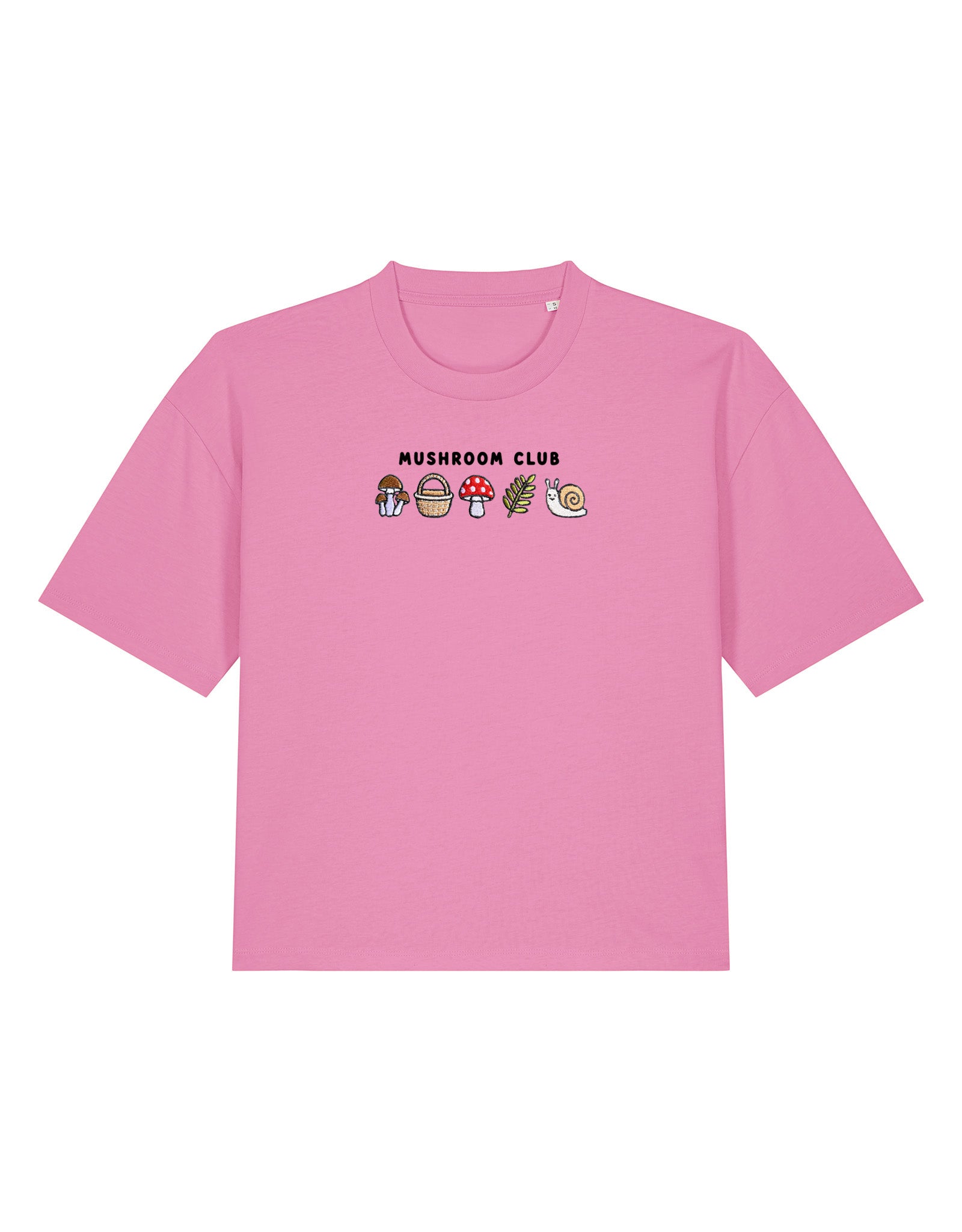 Mushroom Club Embroidered Boxy Organic Cotton Tee