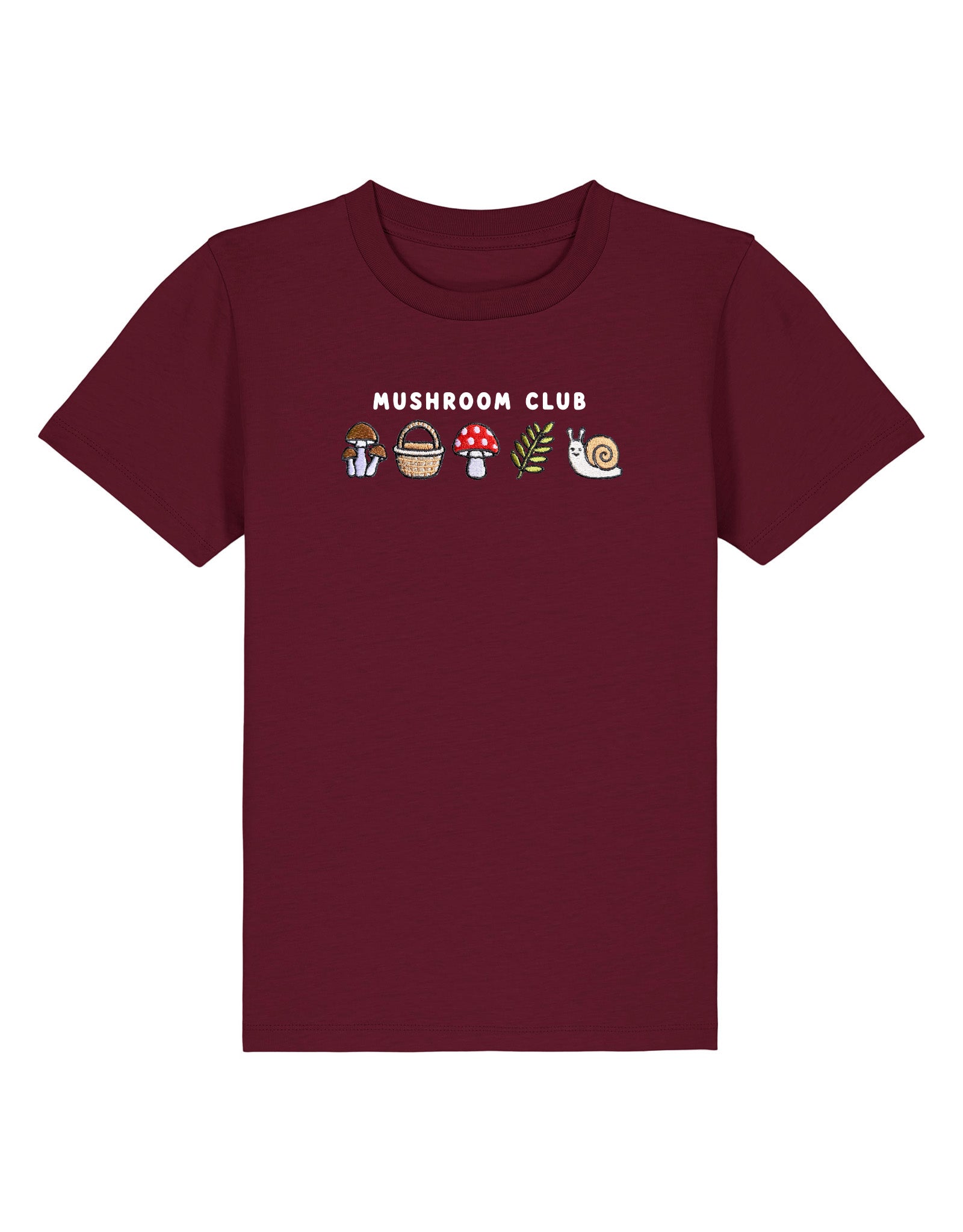 Mushroom Club Embroidered Organic Cotton Childrens T-Shirt