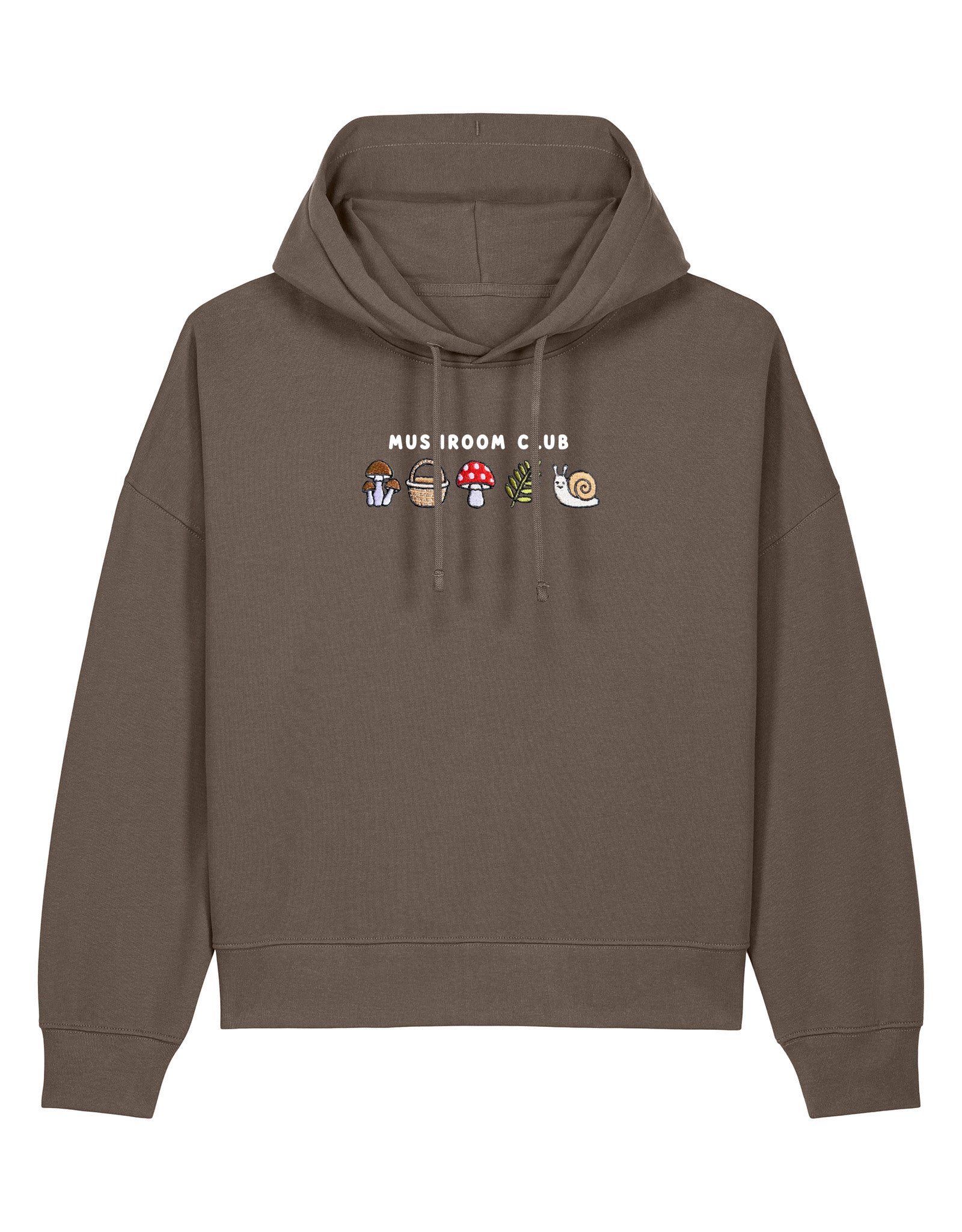 Mushroom Club Embroidered Boxy Organic Cotton Hoodie