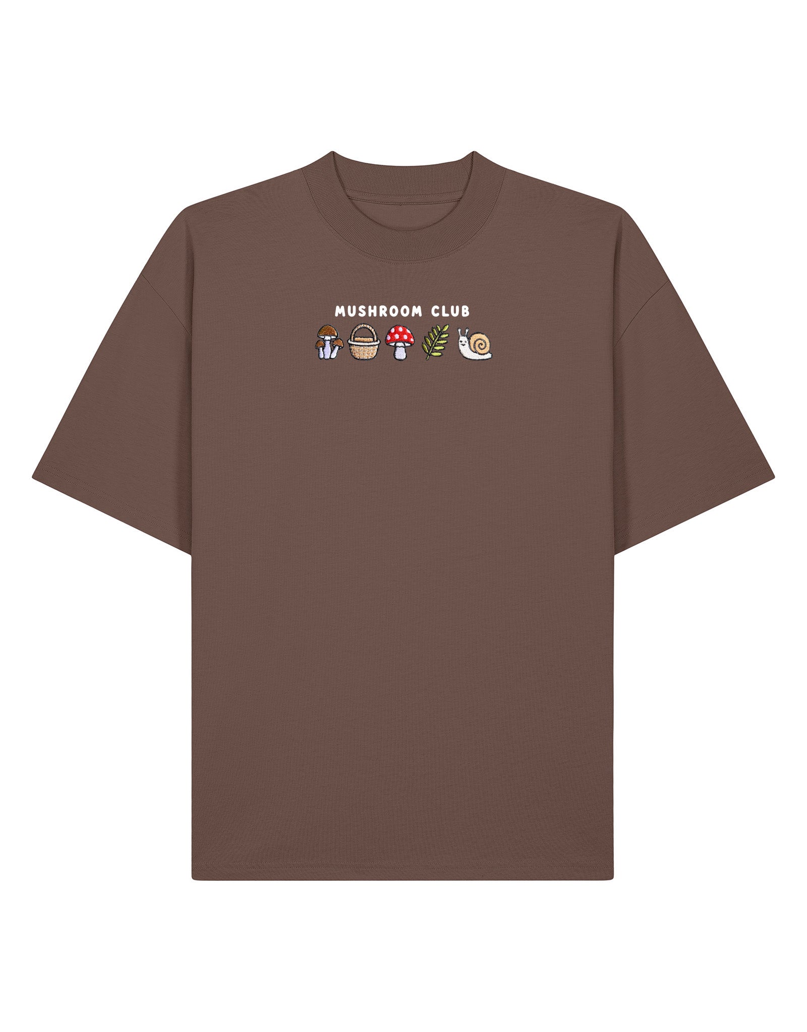 Mushroom Club Embroidered Oversized Organic Cotton Tee