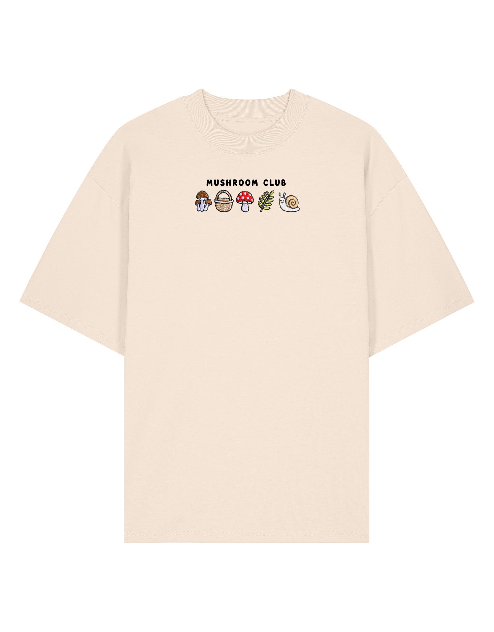 Mushroom Club Embroidered Oversized Organic Cotton Tee