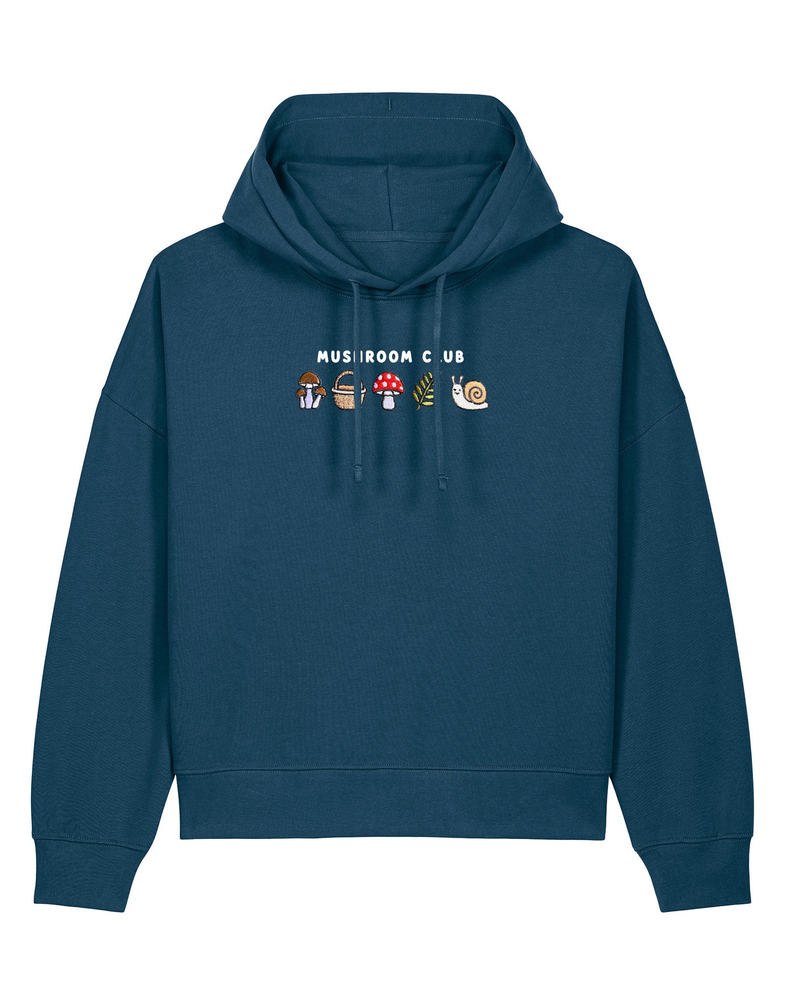 Mushroom Club Embroidered Boxy Organic Cotton Hoodie