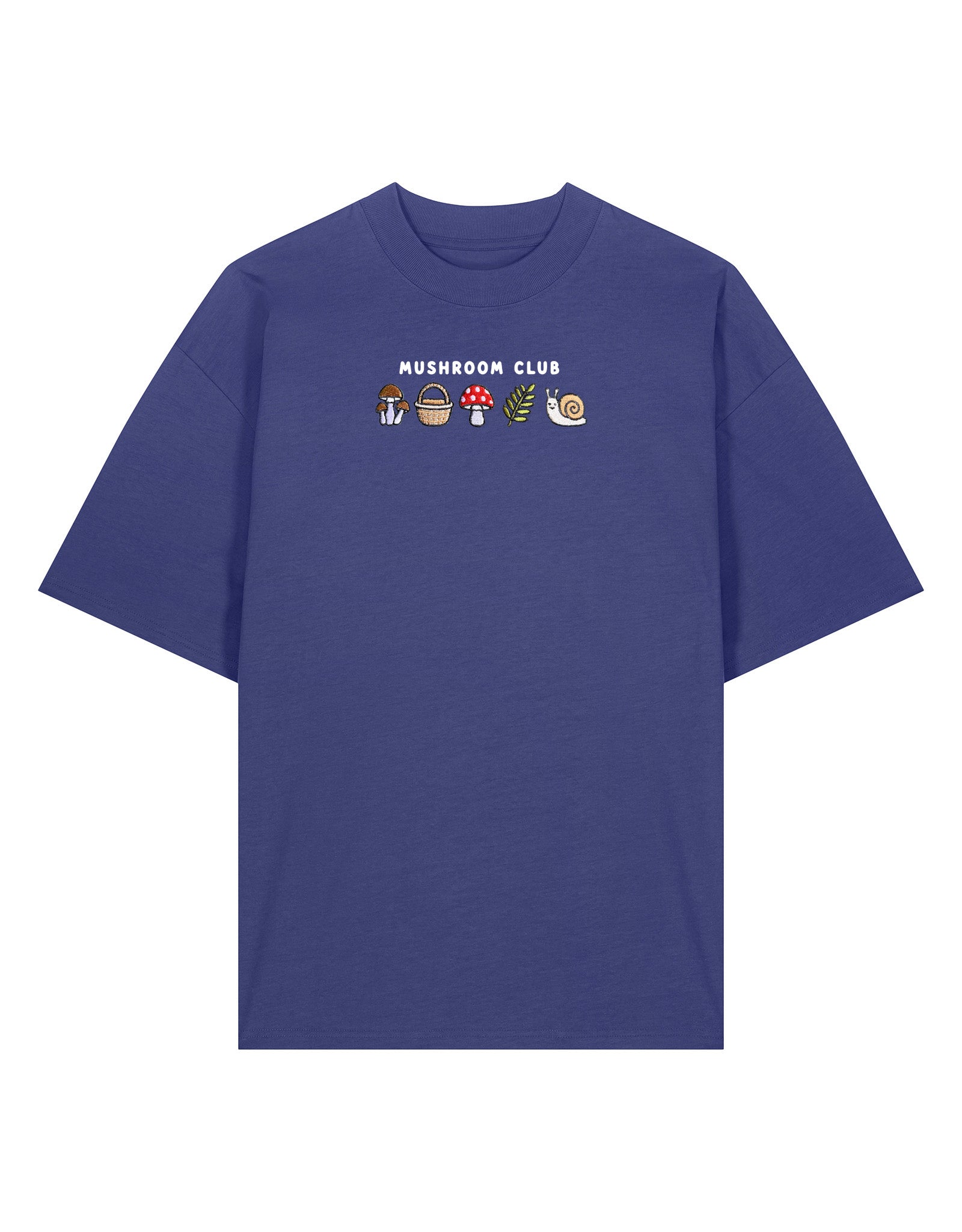 Mushroom Club Embroidered Oversized Organic Cotton Tee