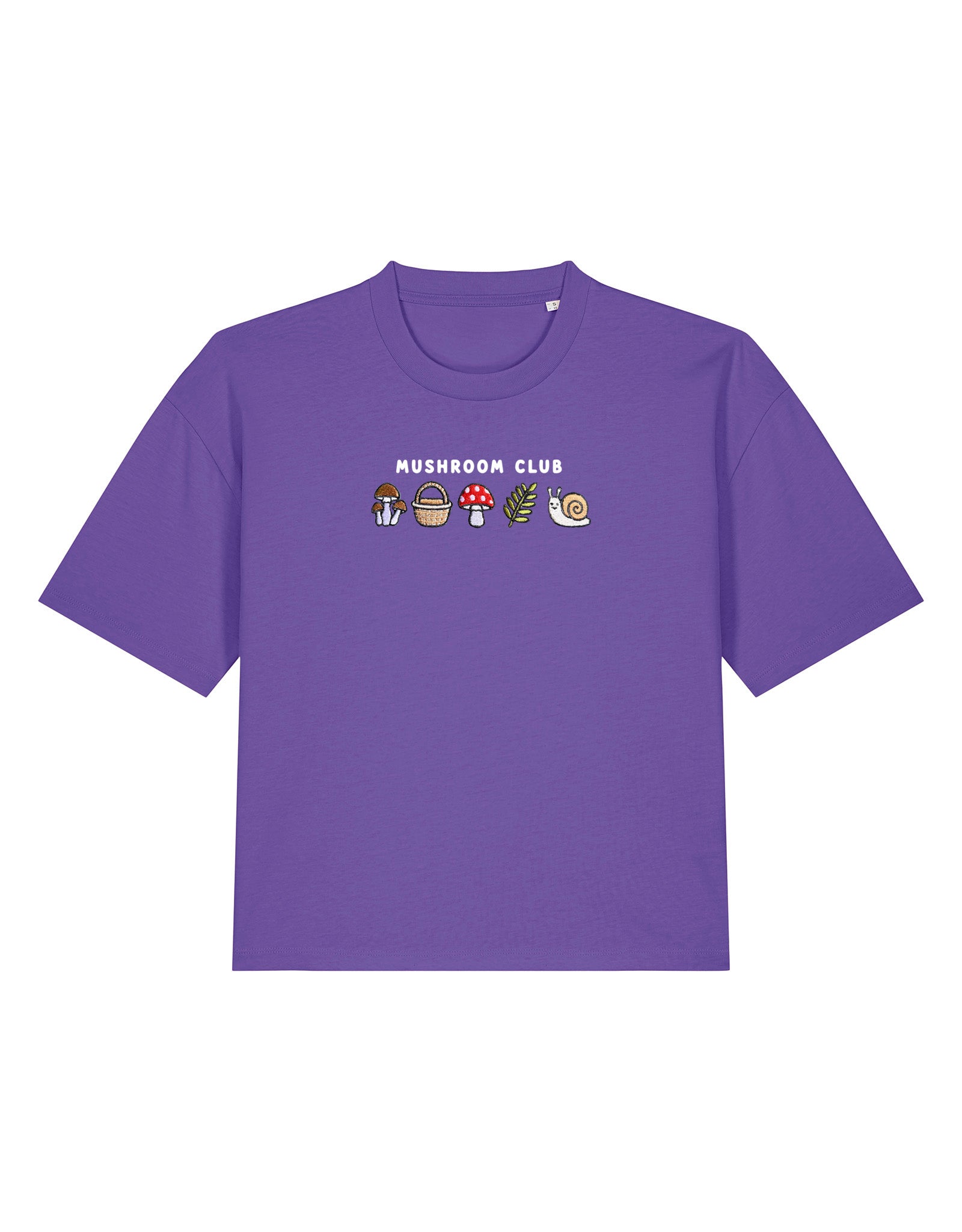 Mushroom Club Embroidered Boxy Organic Cotton Tee