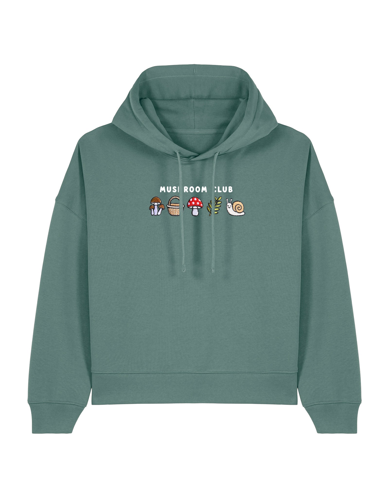 Mushroom Club Embroidered Boxy Organic Cotton Hoodie